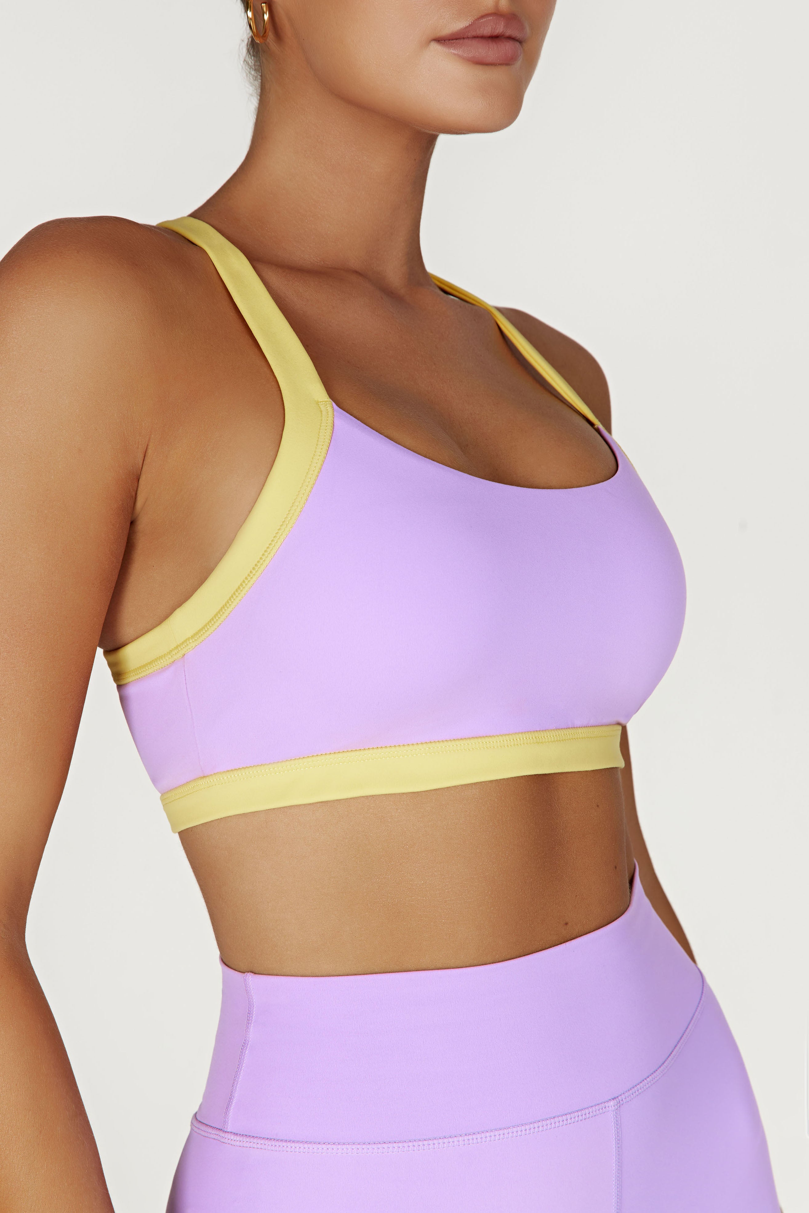 Levauro  Becca İki Renkli Kısa Spor Sütyeni - Lila/Sarı