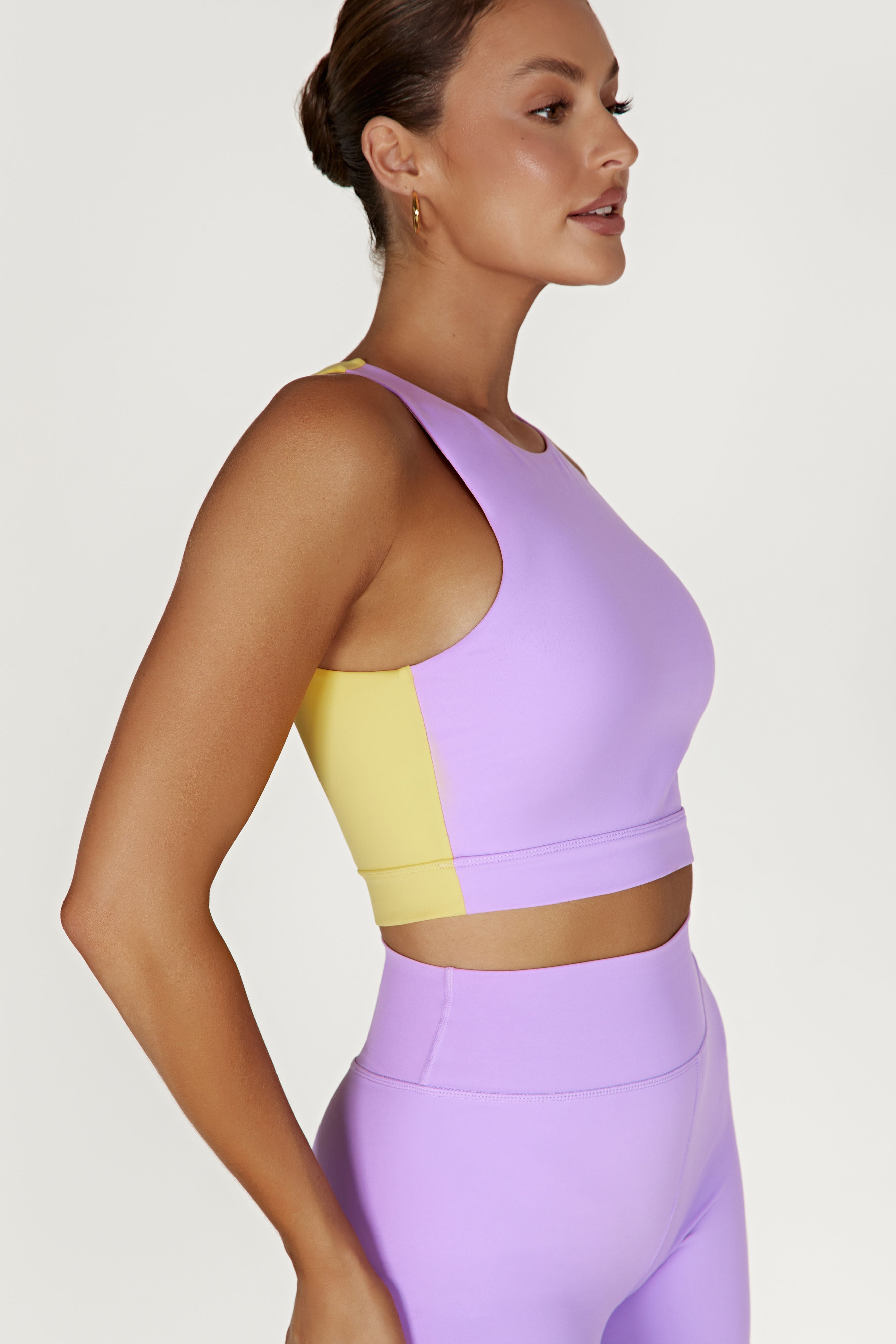 Levauro  Lori İki Tonlu Racer Crop Top - Lila/Sarı
