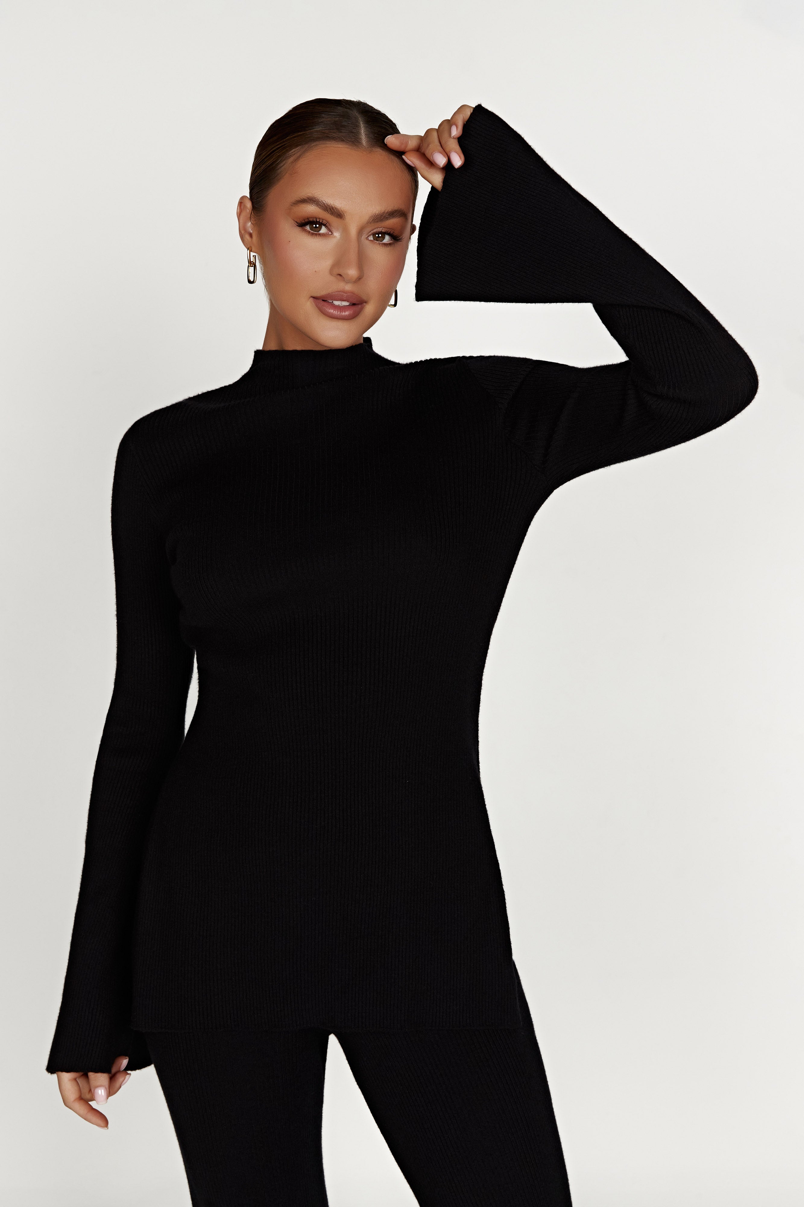 Levauro Jovie Oversize Örgü Kazak - Siyah