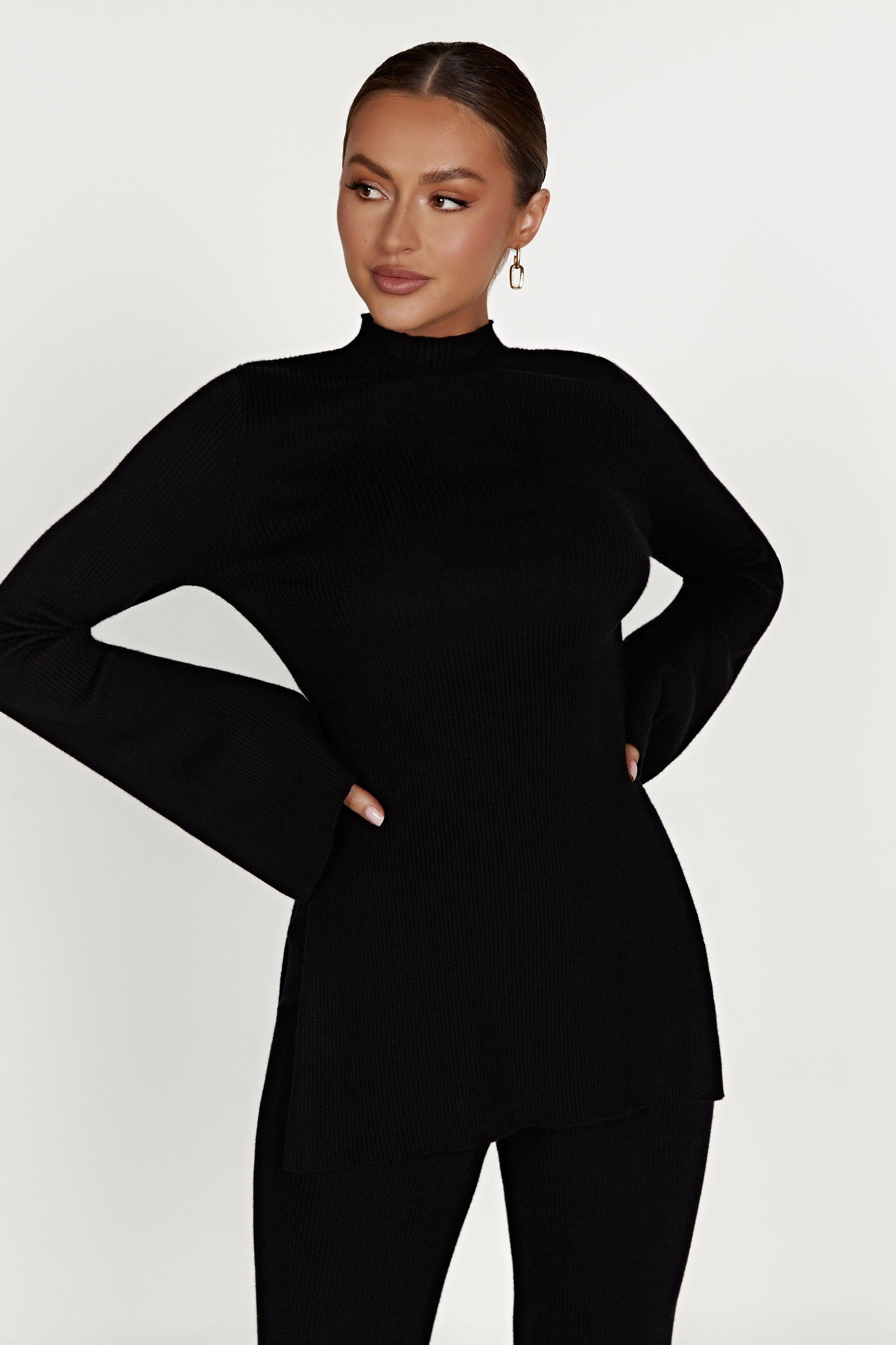 Levauro Jovie Oversize Örgü Kazak - Siyah