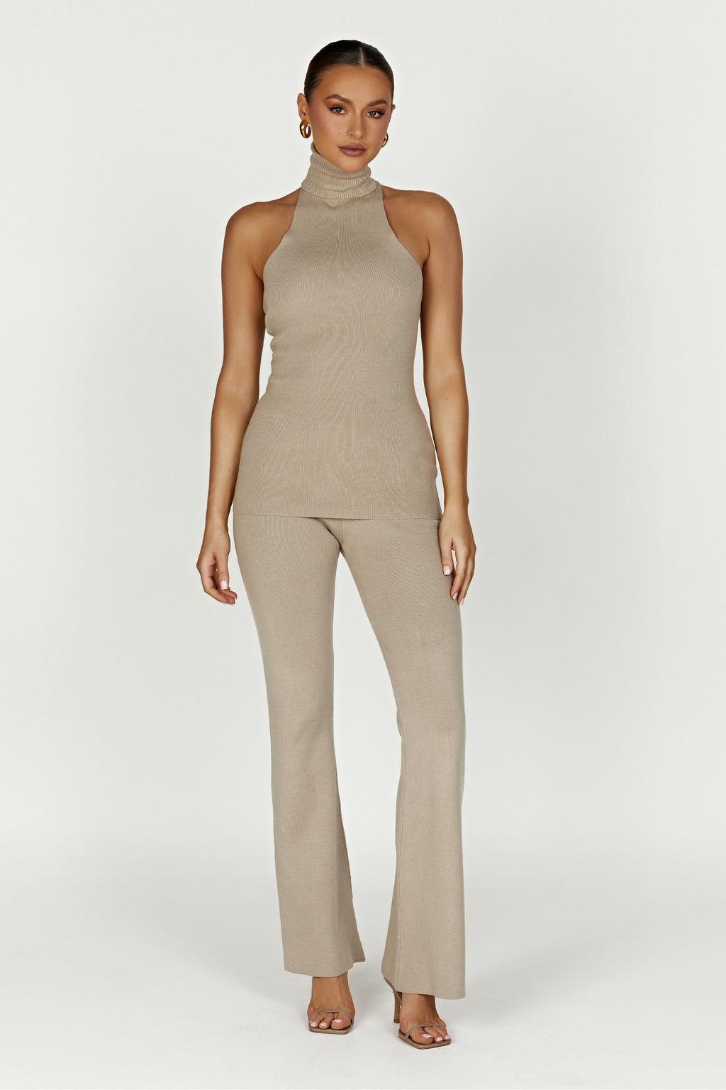 Levauro Rosetta Flare Örgü Pantolon - Taupe