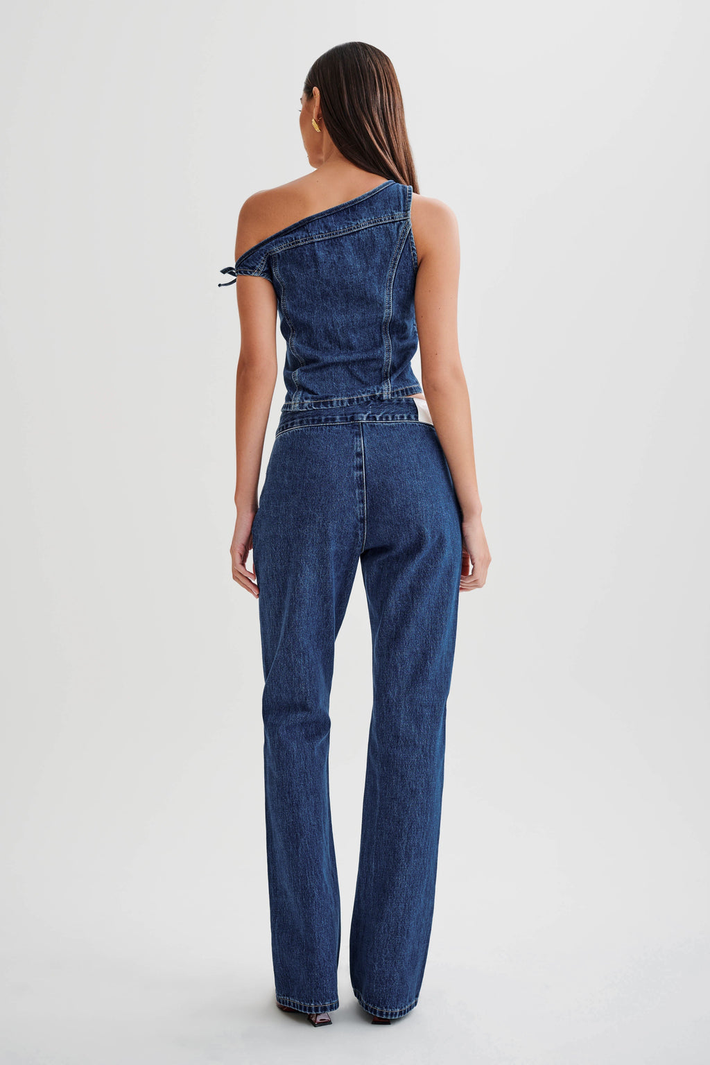 Levauro Ramsey Denim Düşük Omuz Üst - Koyu Mavi