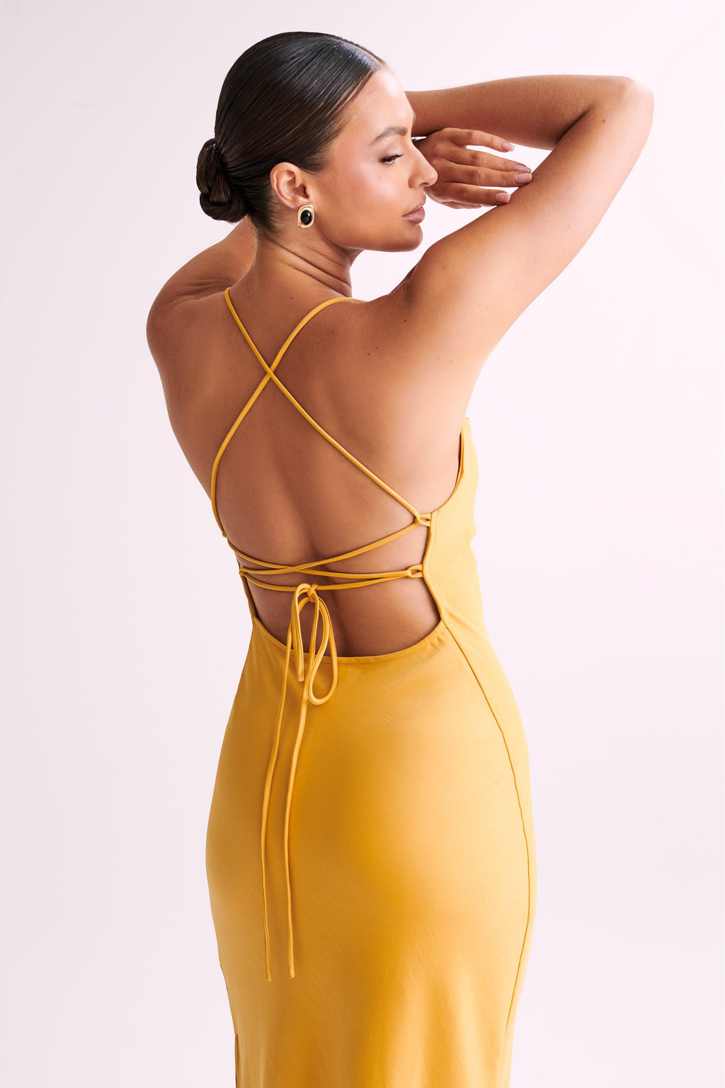 Levauro  Sydney Düz Yaka Slip Maxi Elbise - Sarı