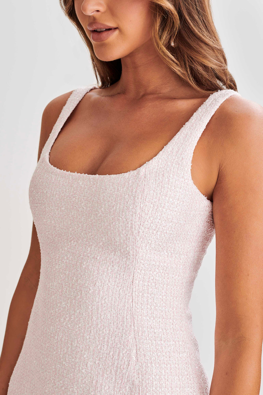 Levauro Beth Tweed Mini Elbise - Peri Floss Pembe