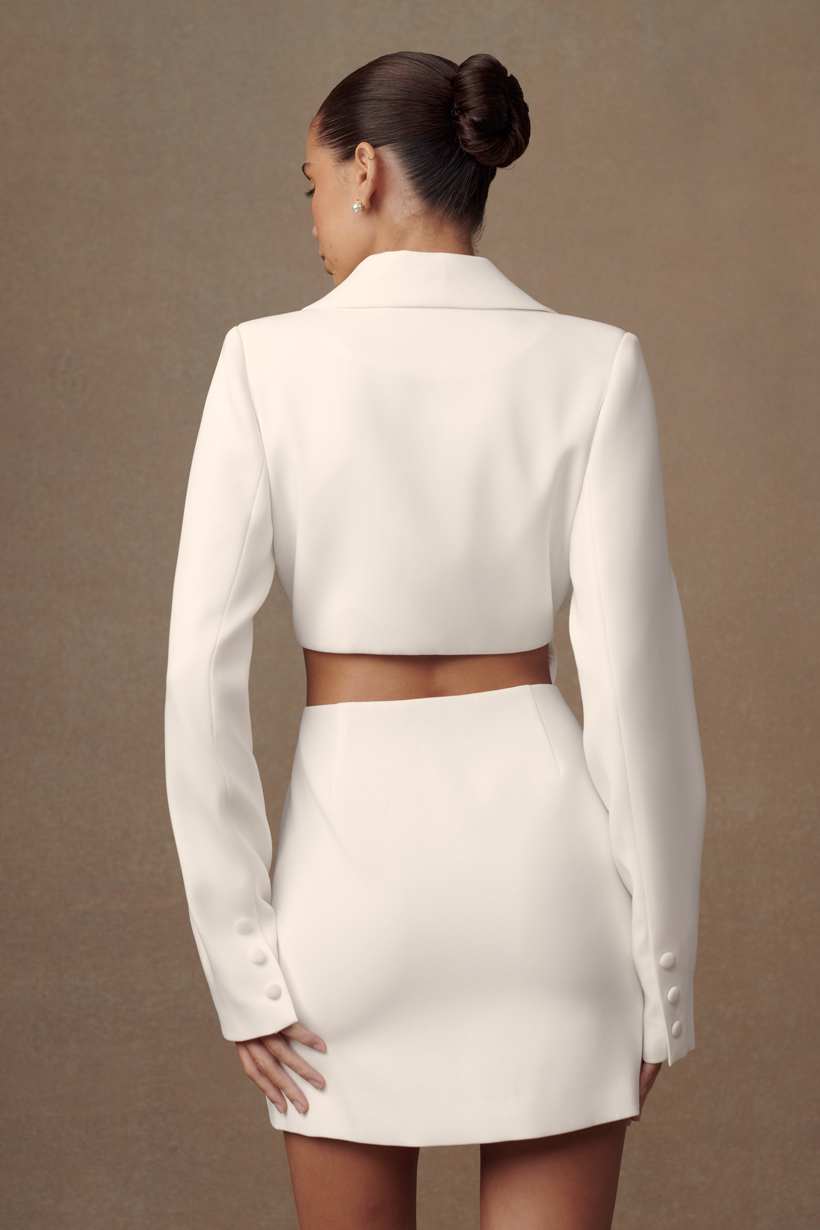 Levauro Trinity Krep Blazer Elbise - Beyaz