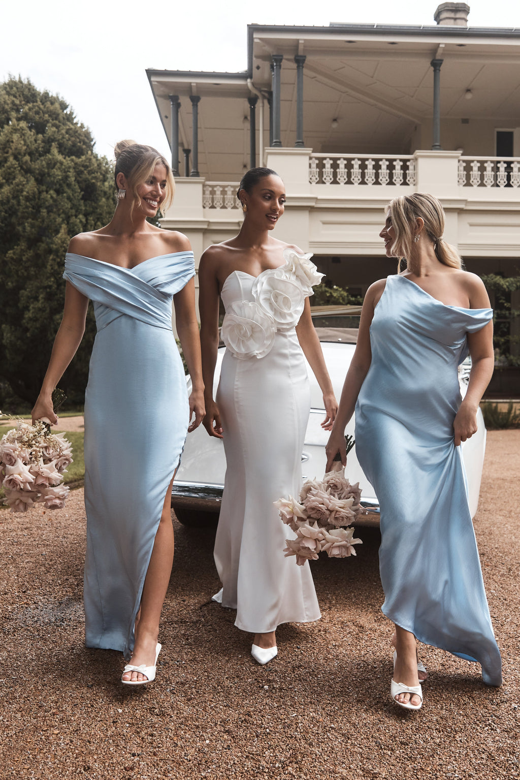 Levauro Asimetrik Kenarlı Yvette Slip Maxi Elbise - Peygamber Çiçeği Mavisi