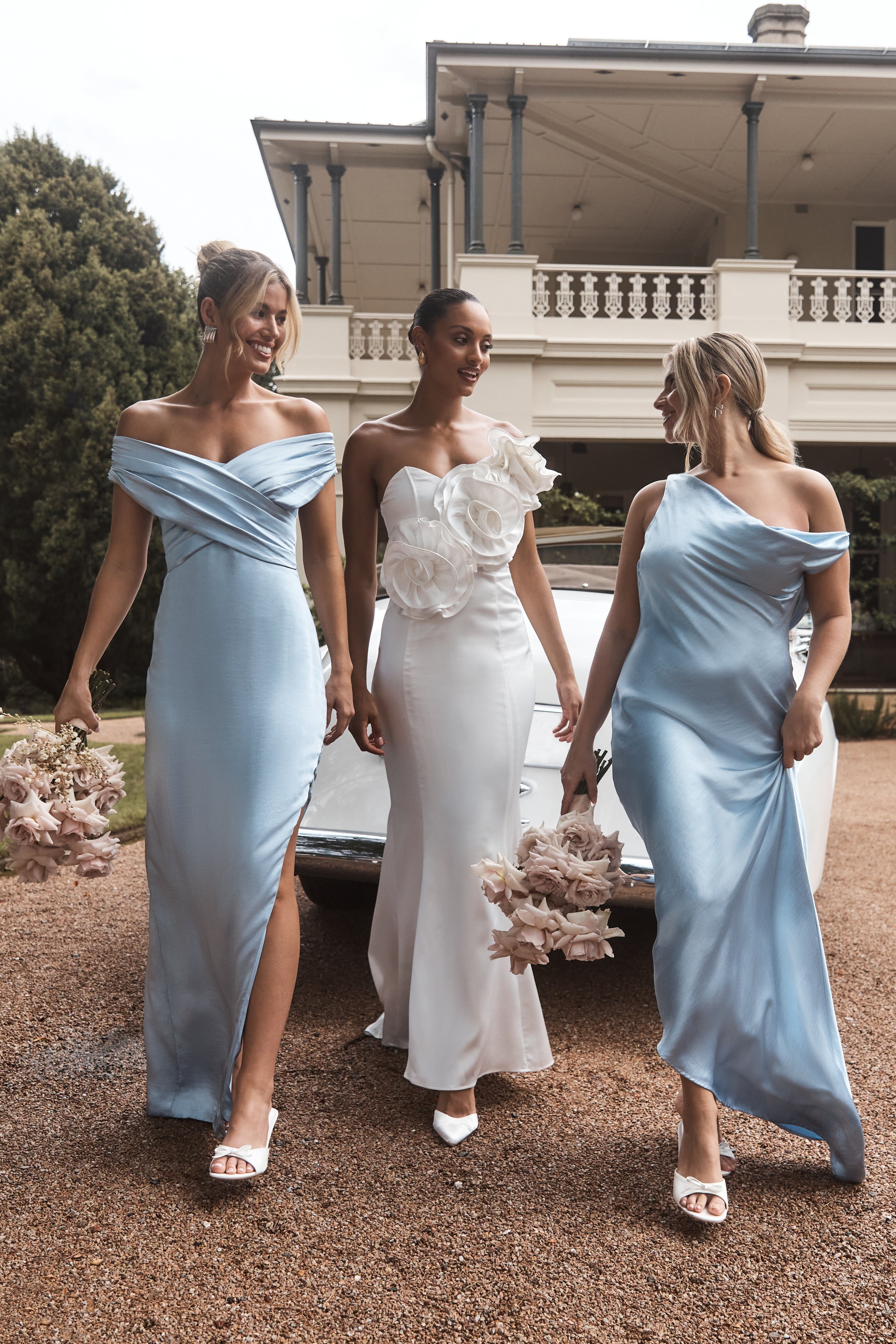 Levauro Asimetrik Kenarlı Yvette Slip Maxi Elbise - Peygamber Çiçeği Mavisi