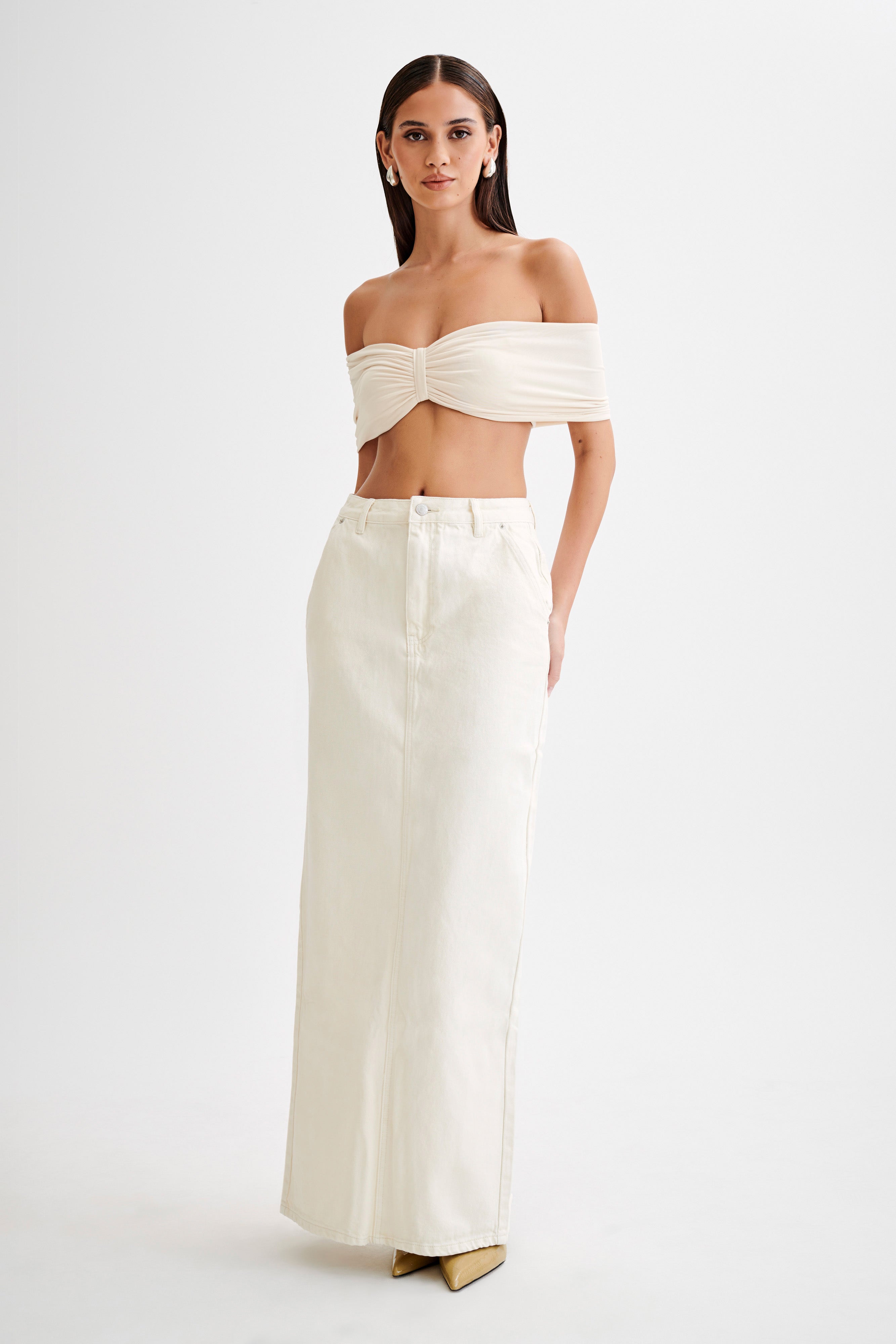 Levauro Amber Dar Kesim Crop Top - Buttercream
