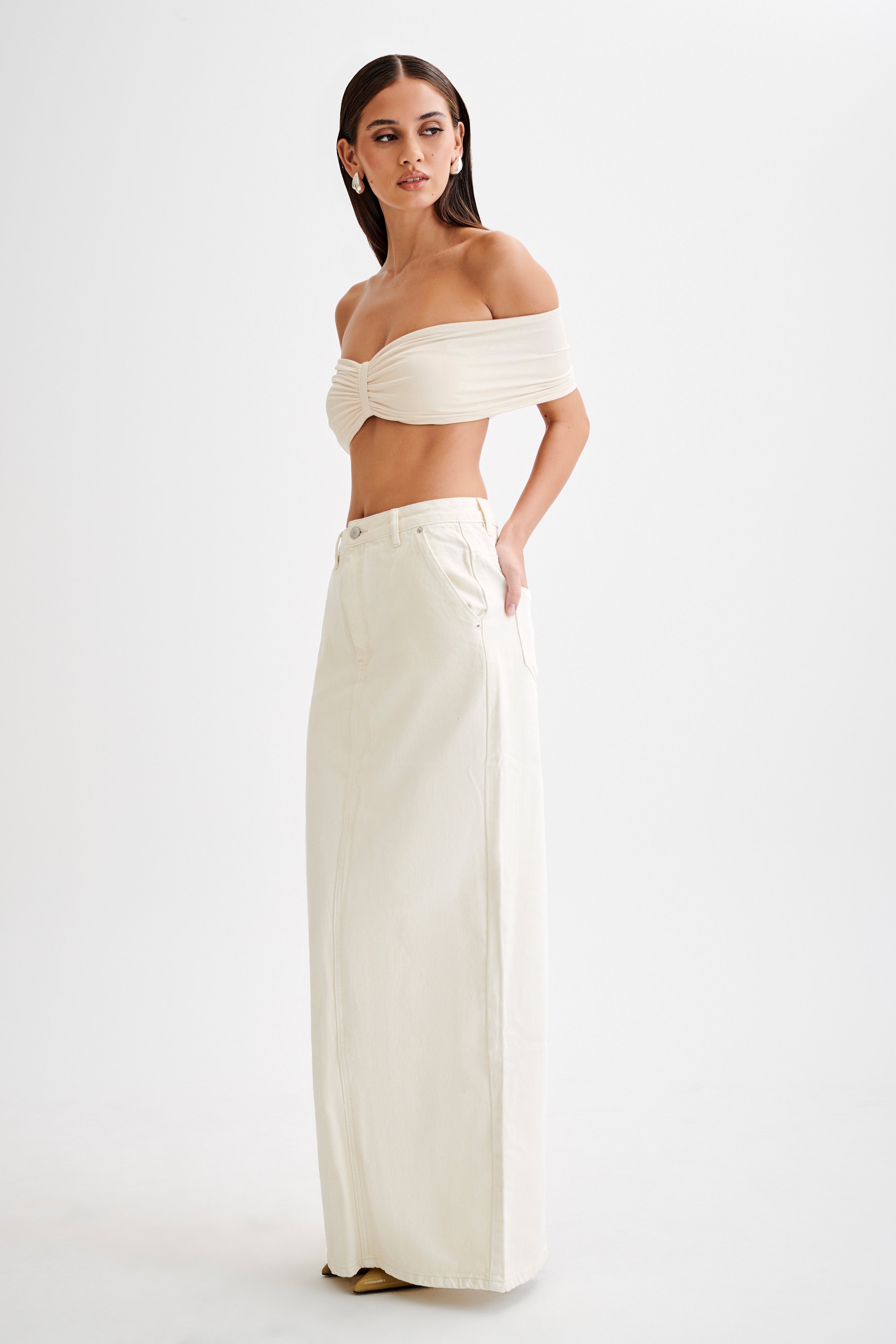 Levauro Amber Dar Kesim Crop Top - Buttercream
