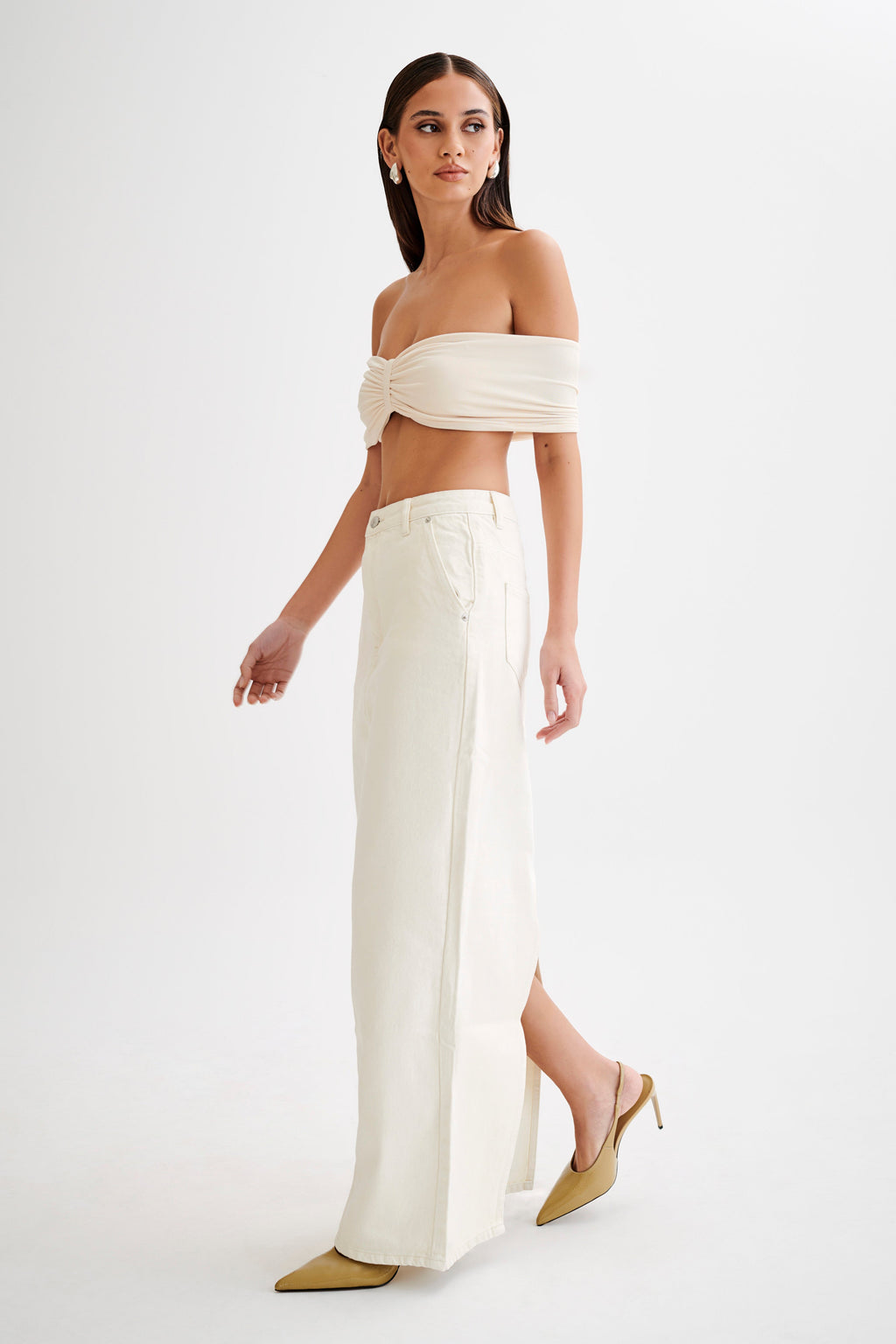 Levauro Amber Dar Kesim Crop Top - Buttercream