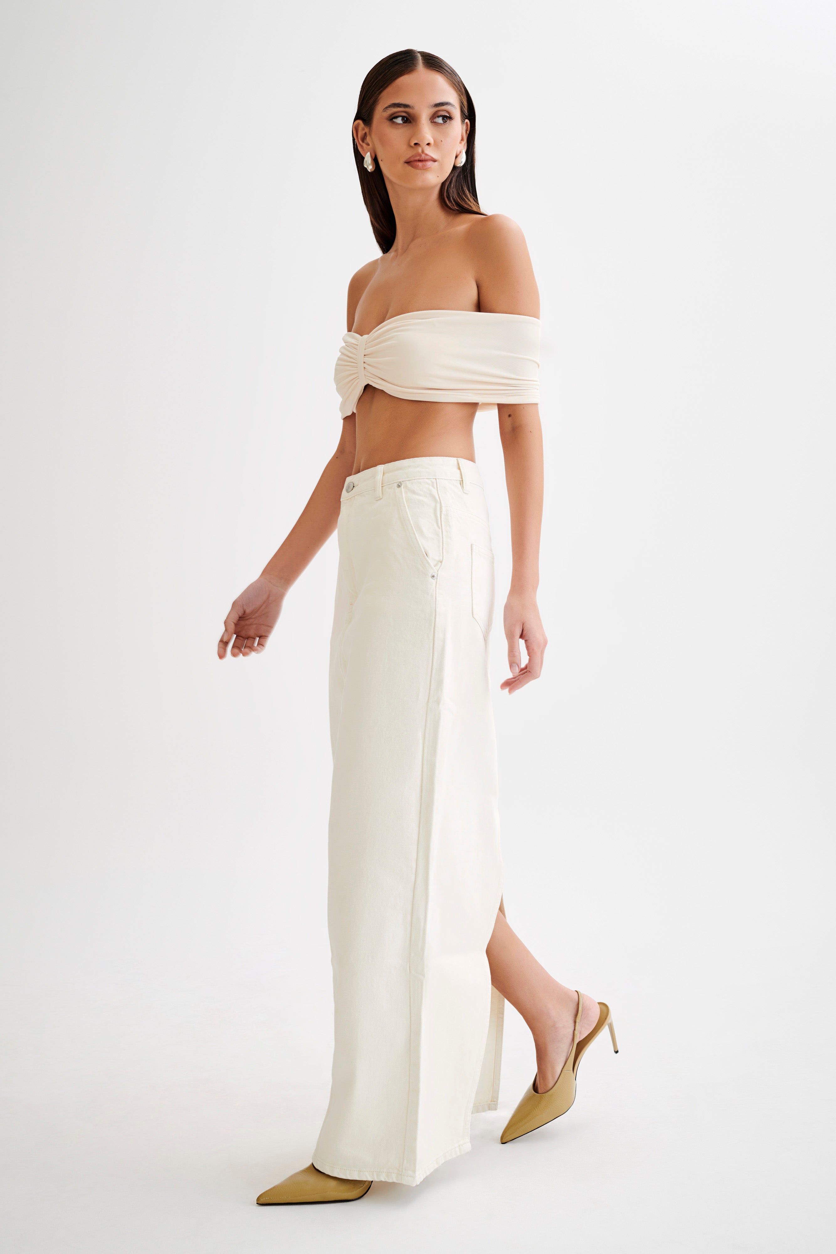 Levauro Amber Dar Kesim Crop Top - Buttercream