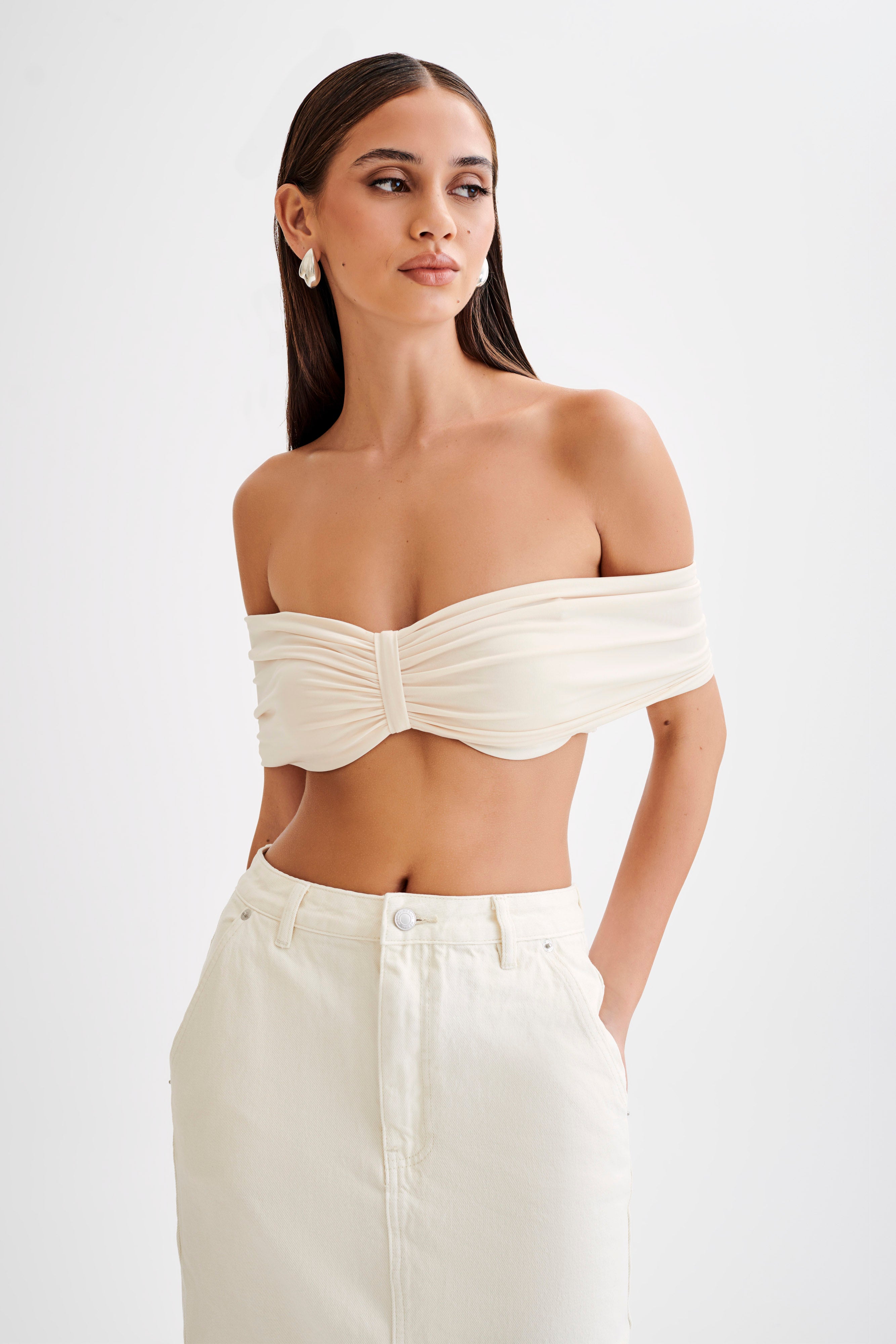 Levauro Amber Dar Kesim Crop Top - Buttercream