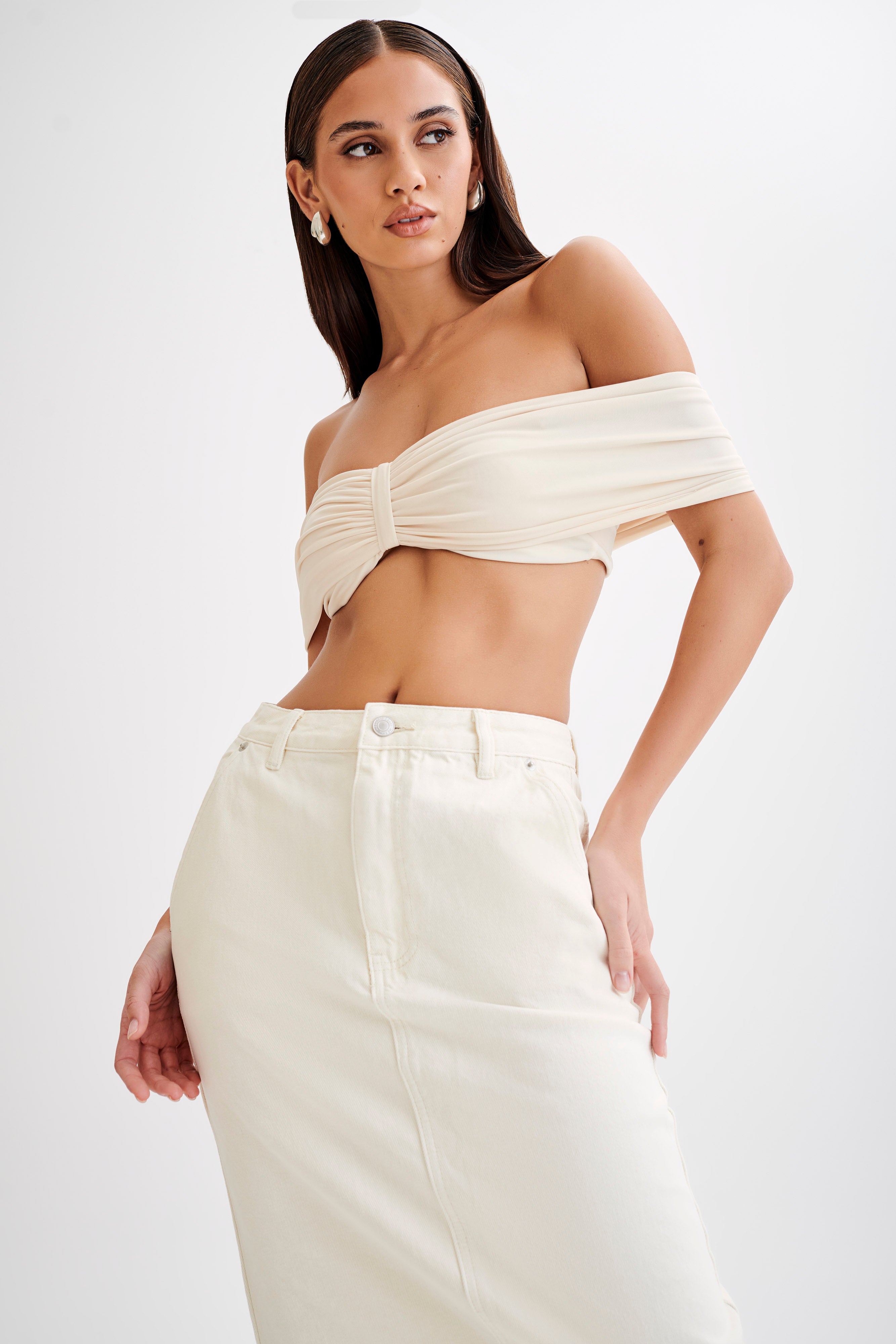 Levauro Amber Dar Kesim Crop Top - Buttercream