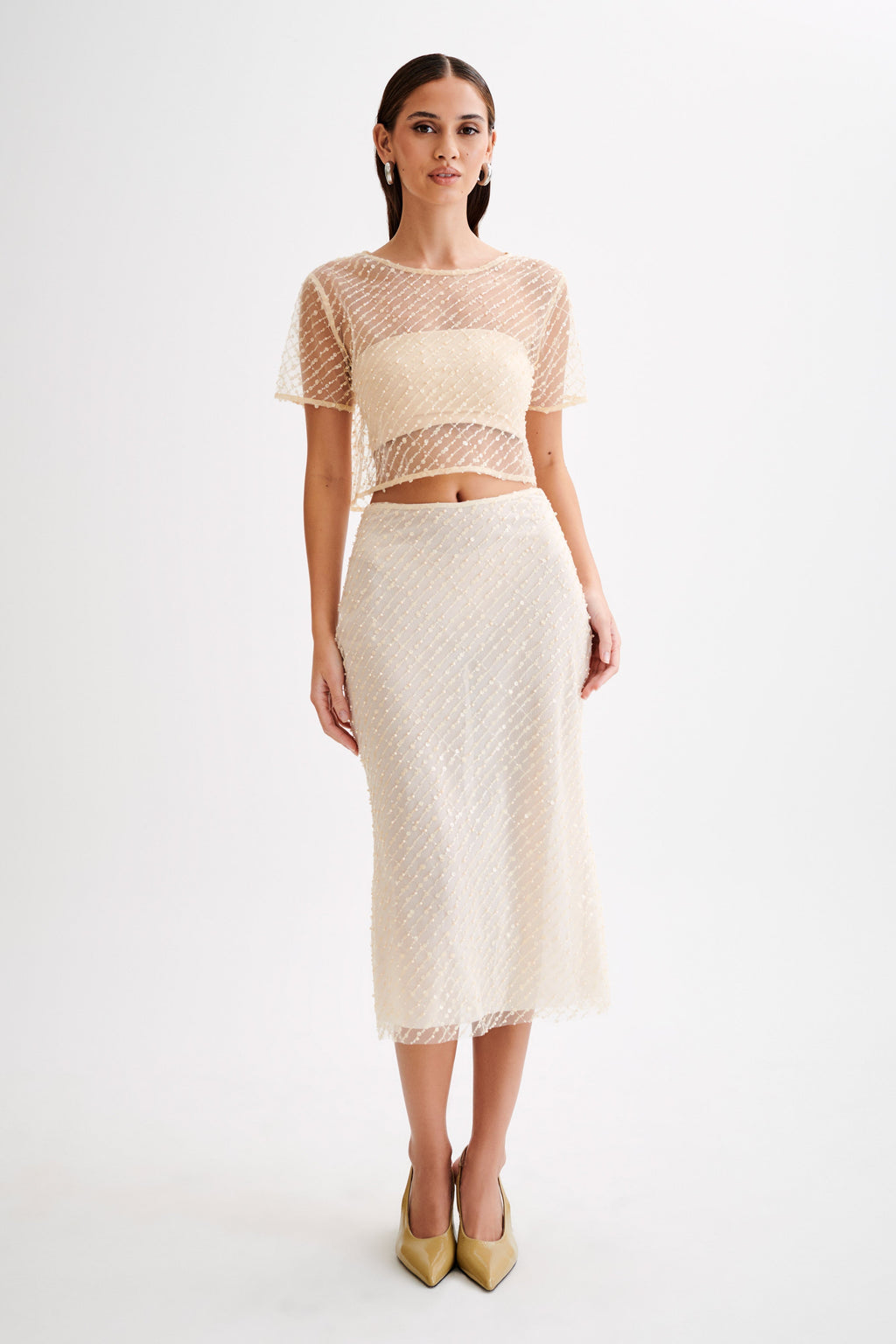 Levauro Brynne Payet Midi Etek - Buttercream