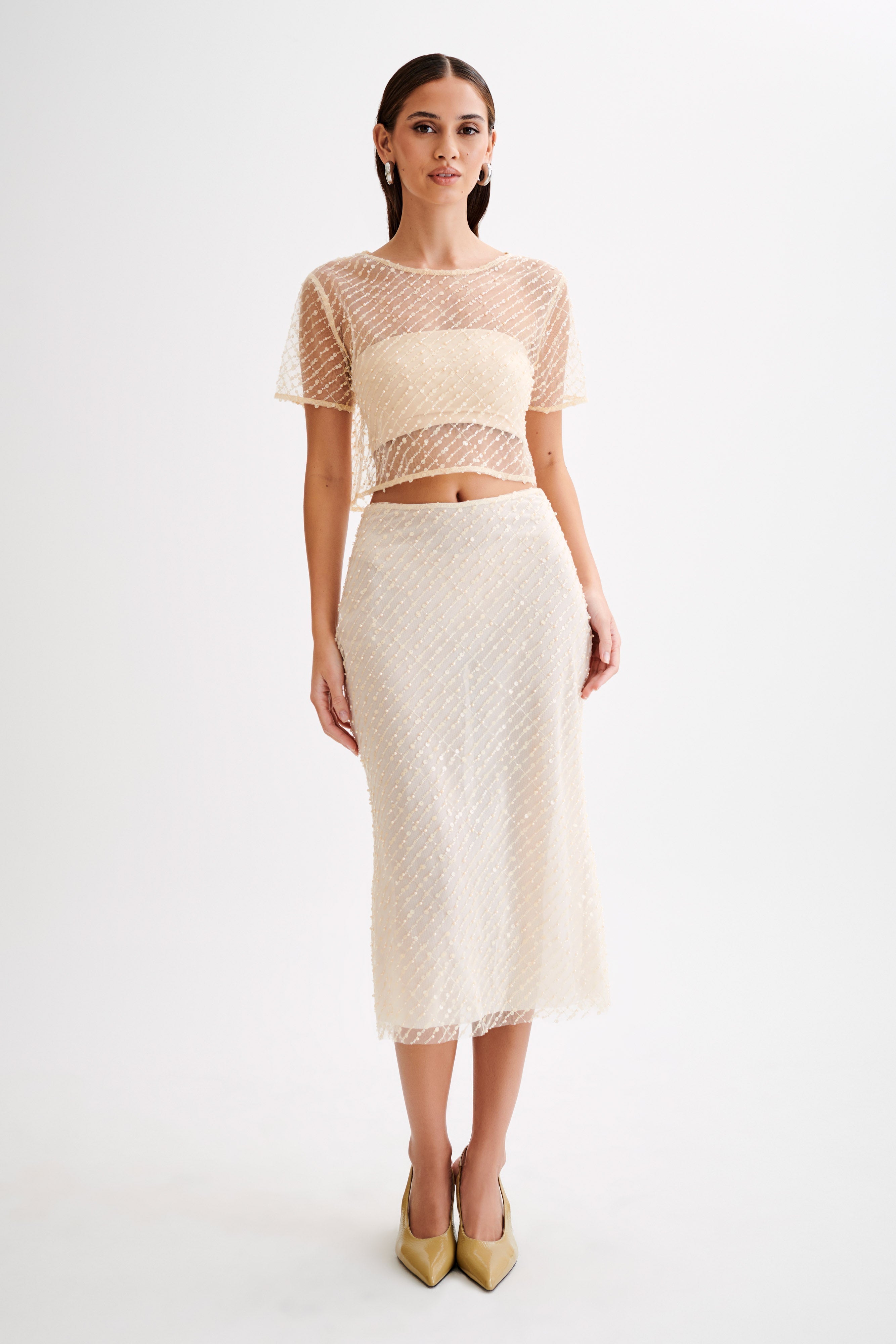 Levauro Brynne Payet Midi Etek - Buttercream