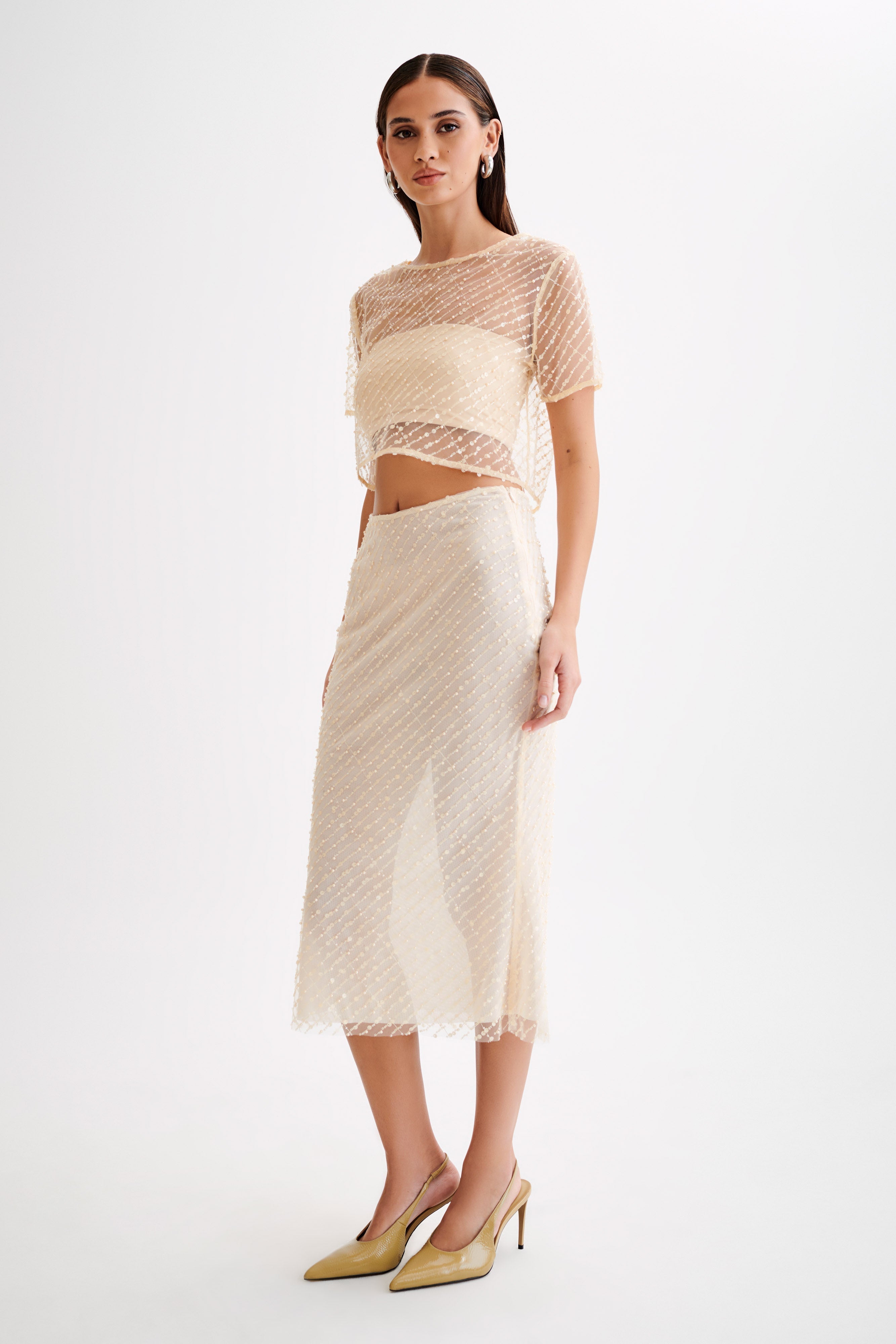 Levauro Brynne Payet Midi Etek - Buttercream