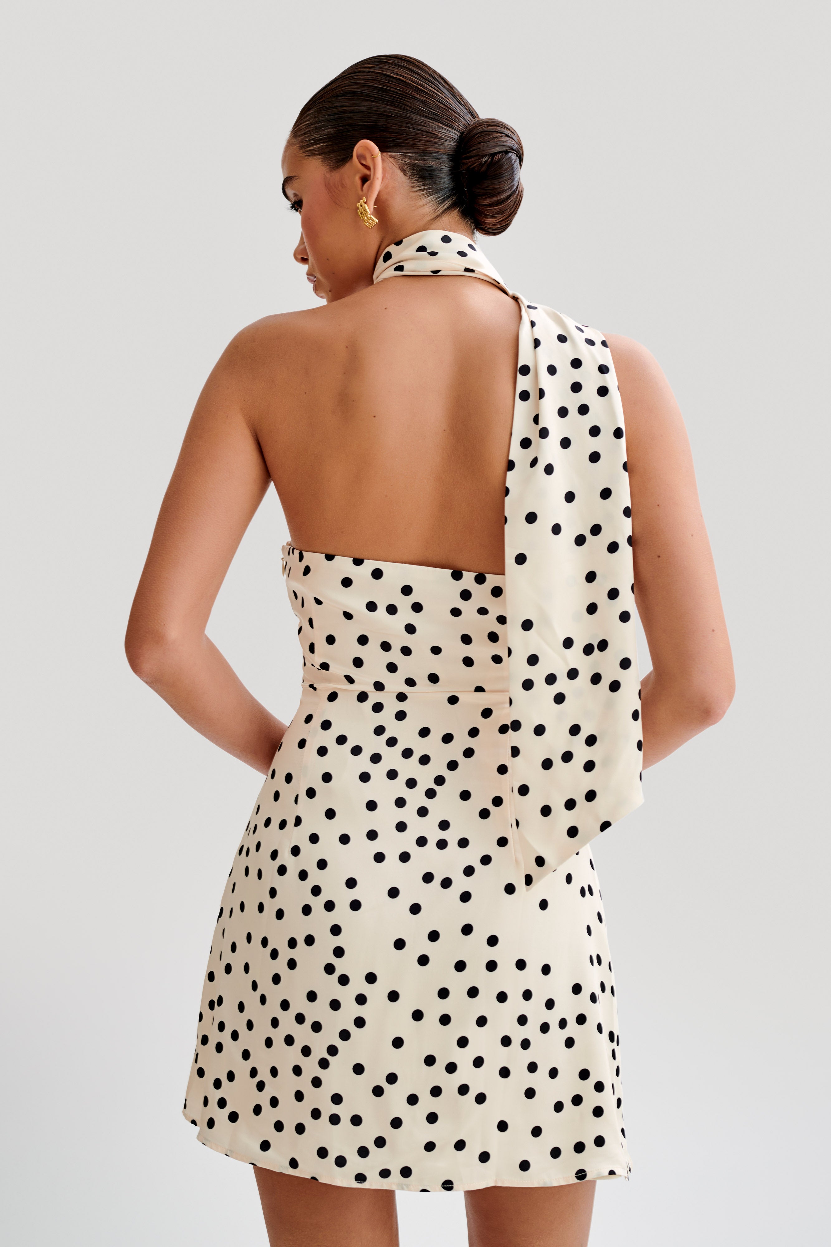 Levauro  Joan Satin Asimetrik Mini Elbise - Polkadot