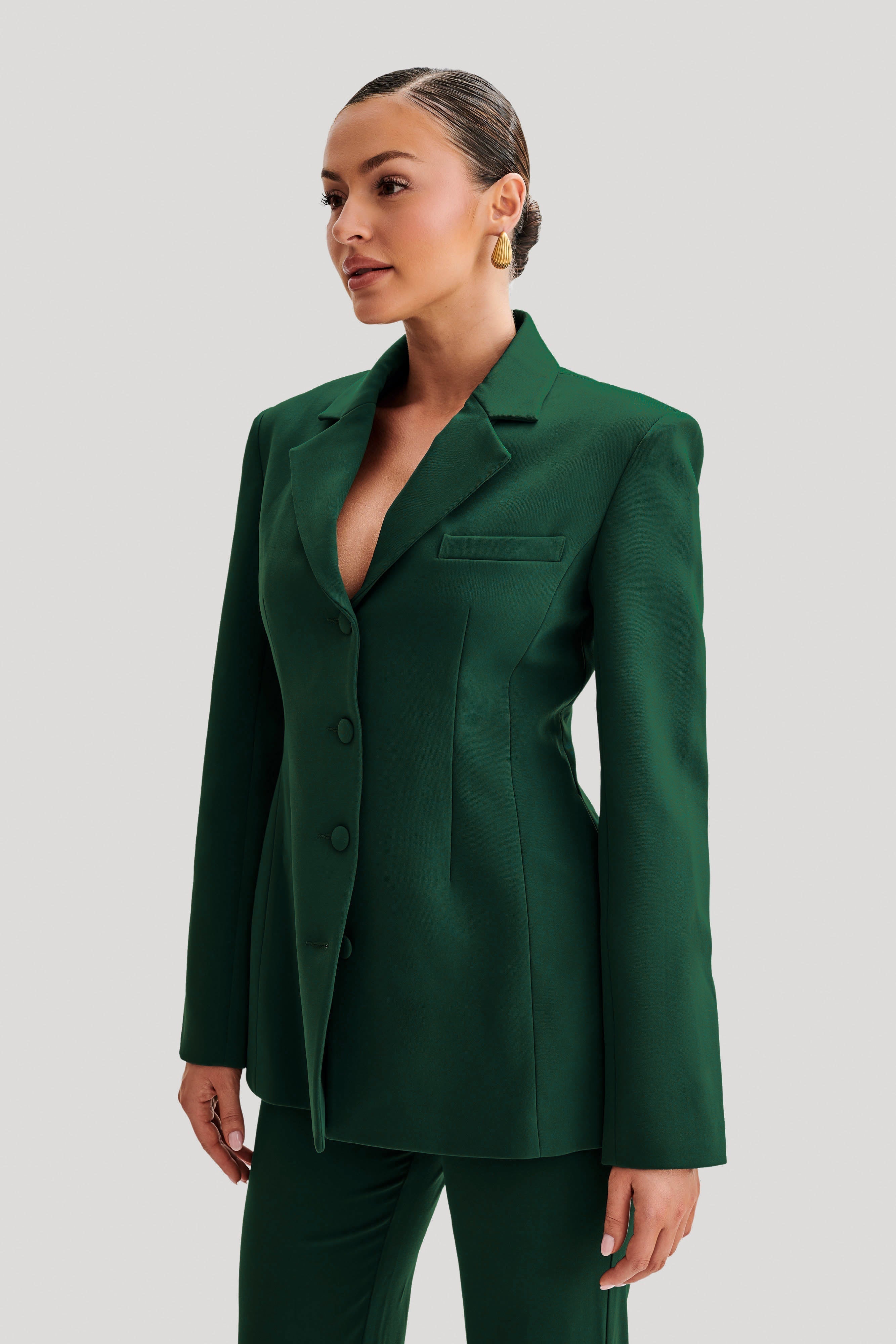 Levauro Greer Kum Saati Takım Elbise Blazer - Orman Yeşili