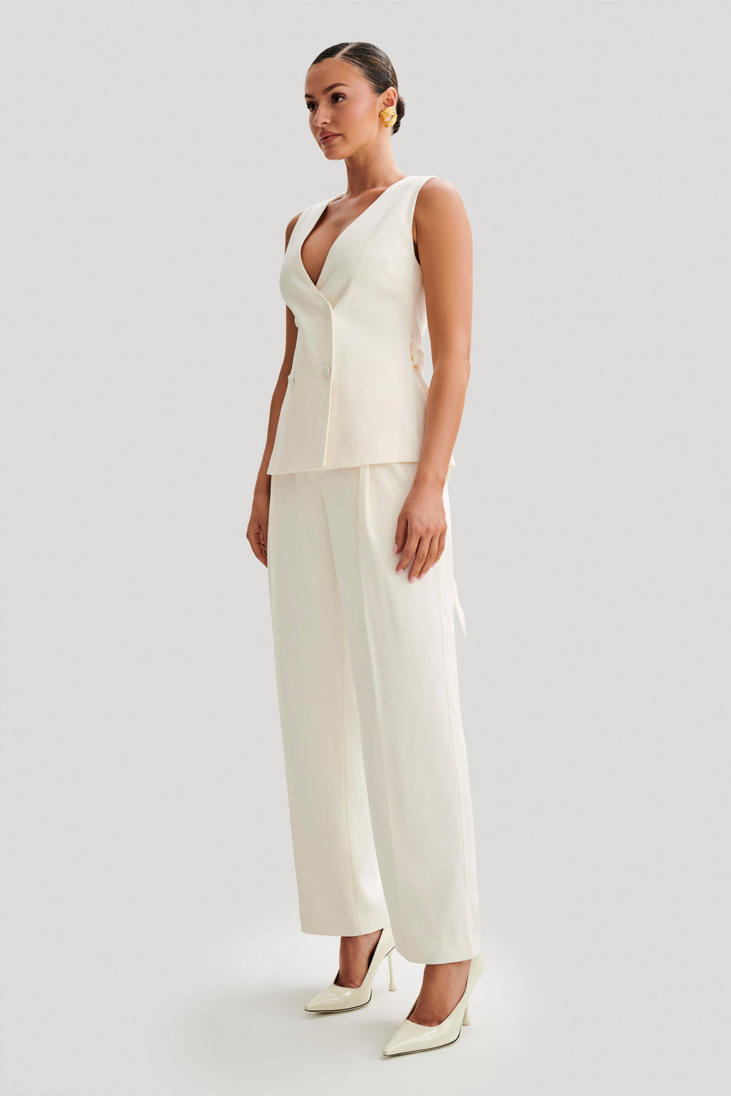 Levauro Amelie Suiting Longline Yelek - Fildişi