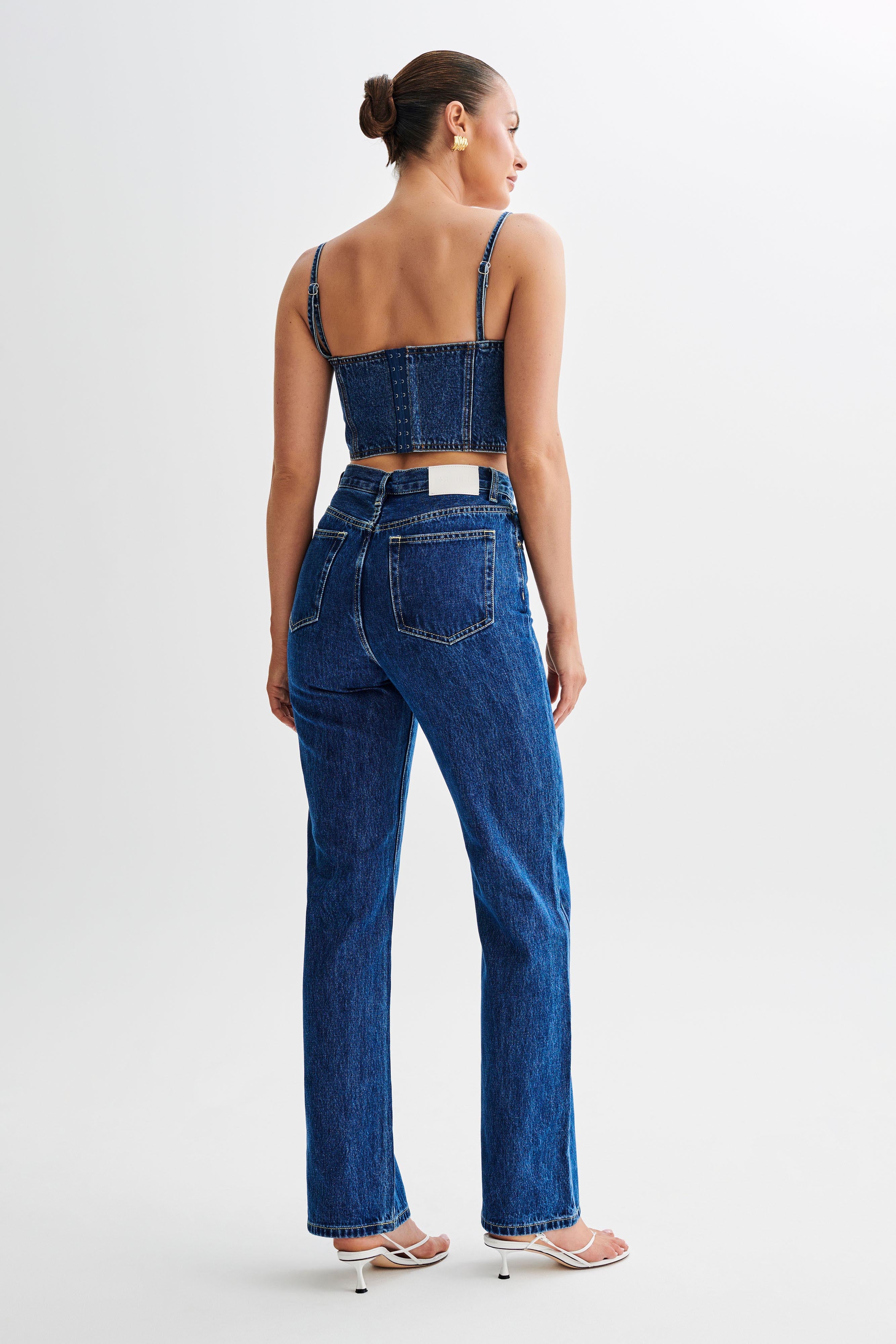 Levauro Lana Denim Kaplı Korse Üst - Lacivert