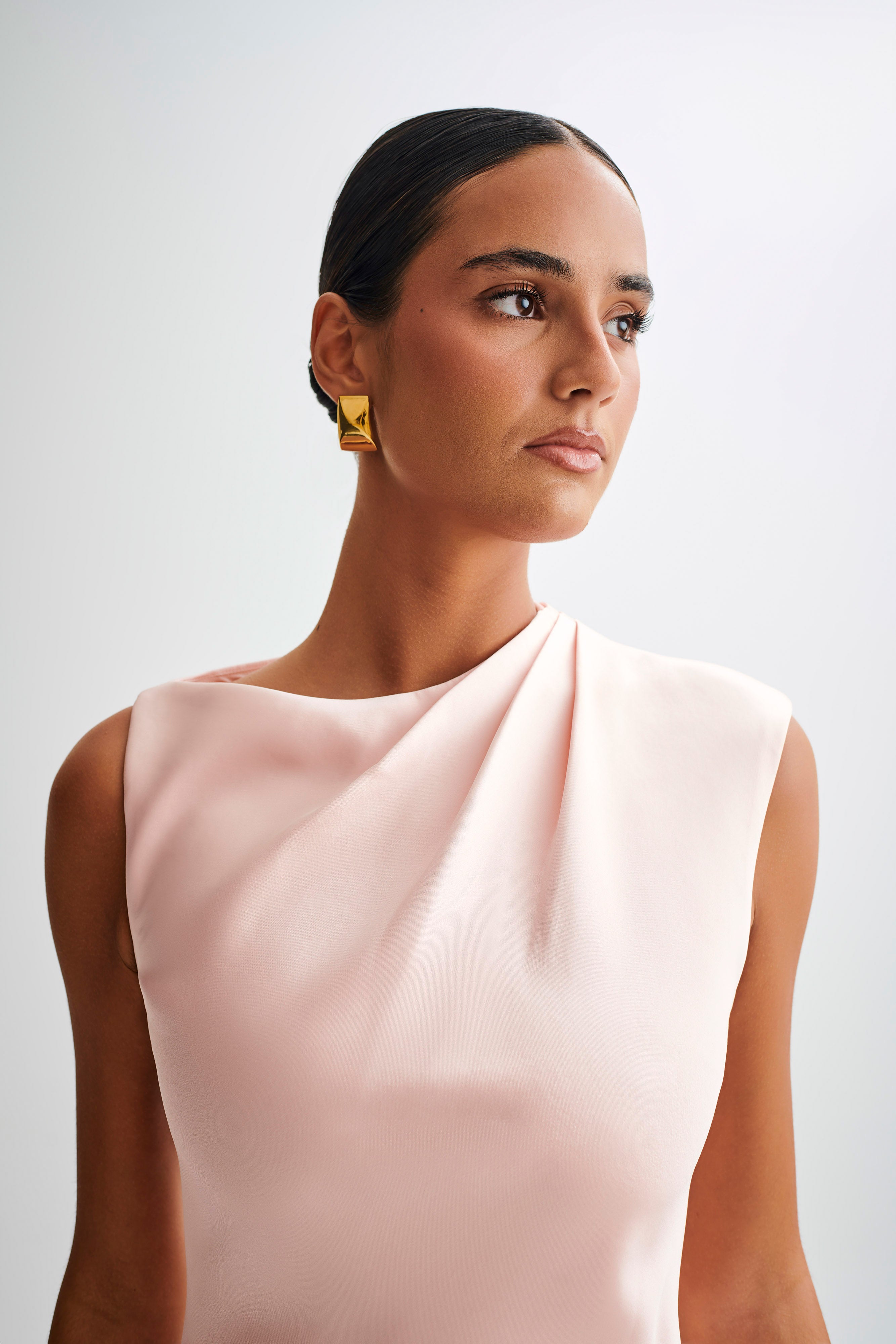 Levauro Granger Saten Yapılı Mini Elbise - Soluk Pembe