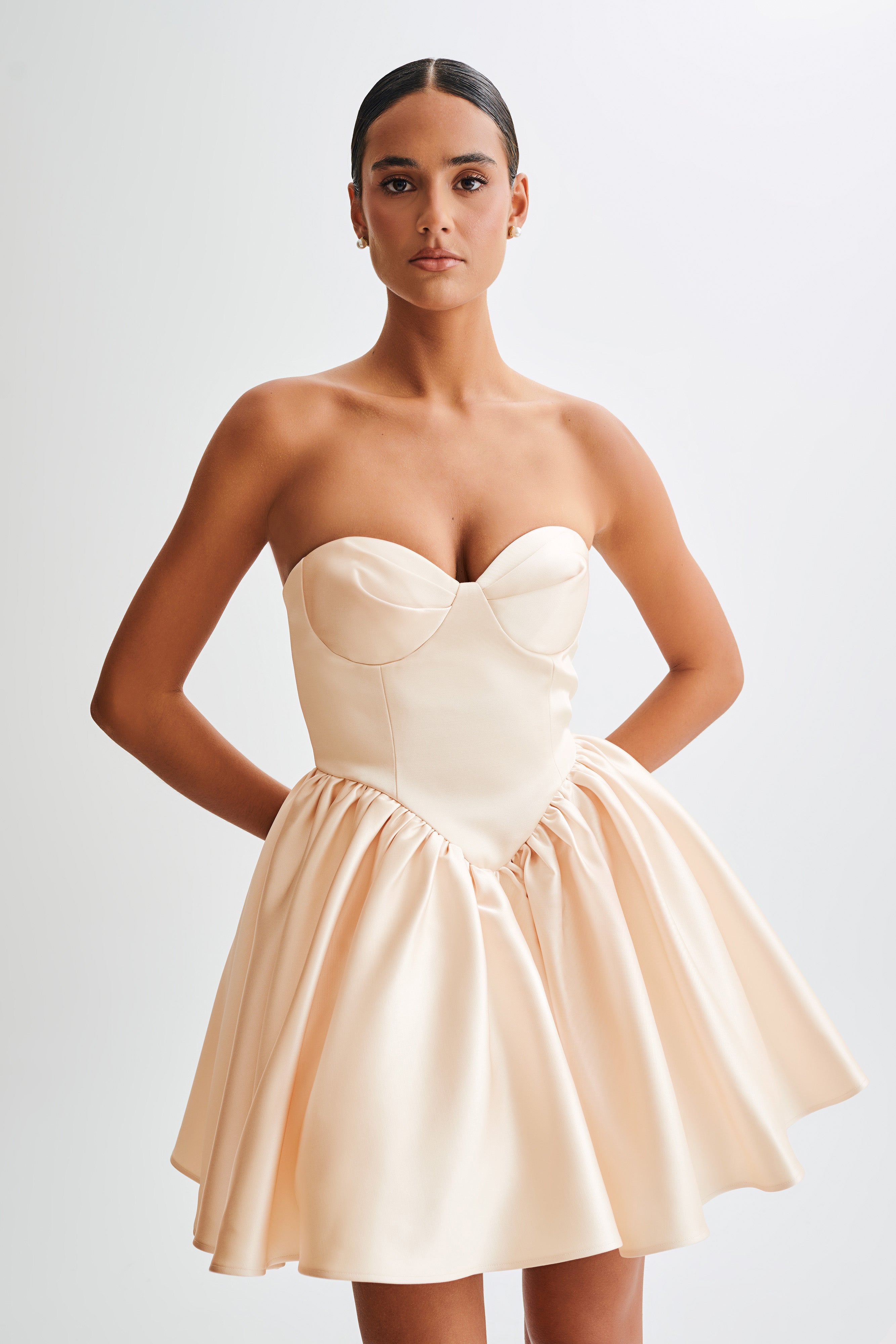 Levauro  Hollie Yapılı Korse Mini Elbise - Gold