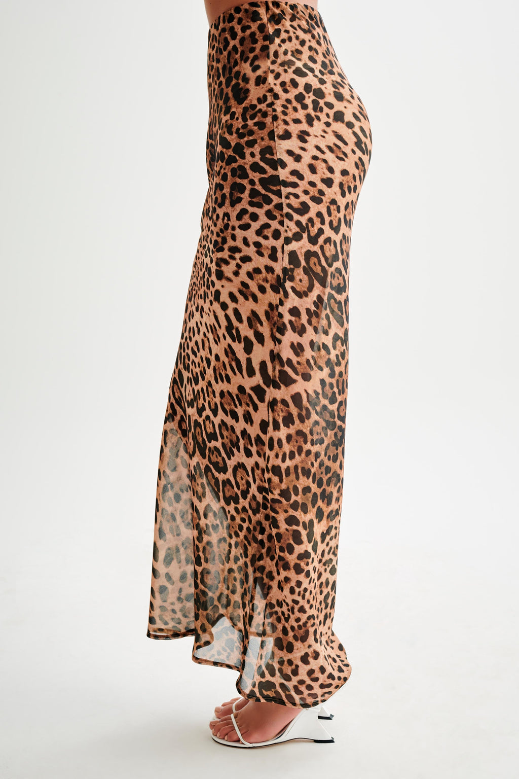 Levauro  Yvonne Şifon Maxi Etek - Leopar Desenli