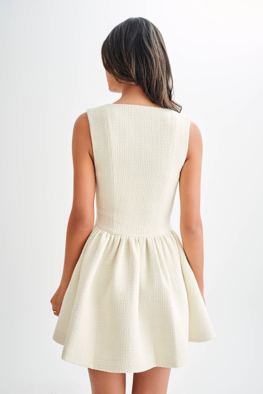 Levauro  Jennifer Boucle Mini Elbise - Fildişi