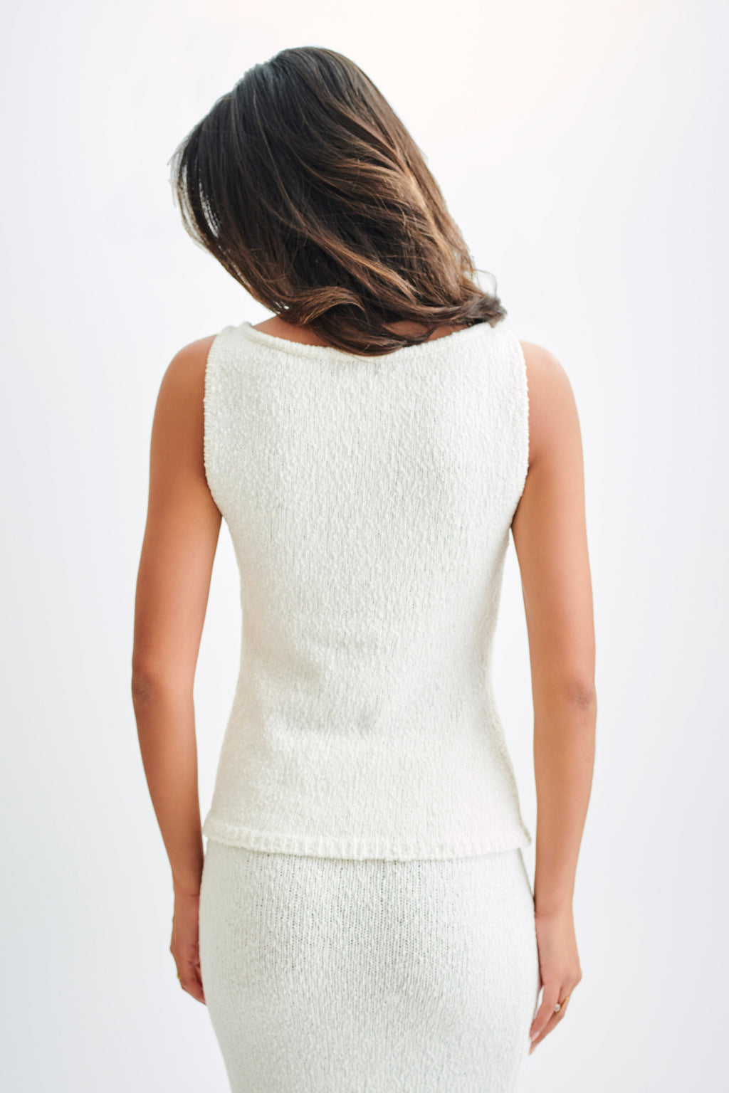 Levauro Mackie Boucle Longline Yelek - Beyaz