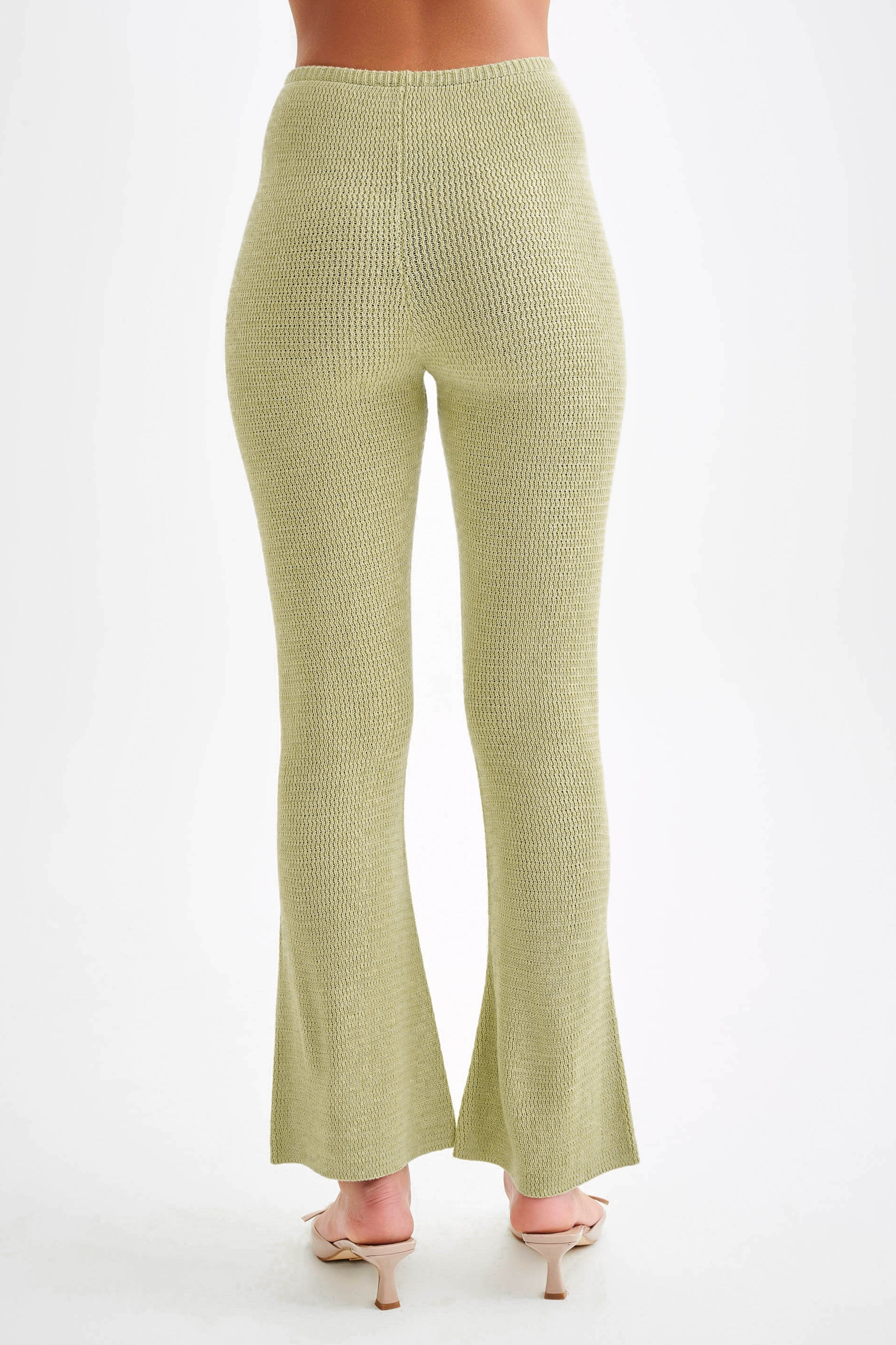 Levauro Ridley Düz Paça Örgü Pantolon - Pastel Yeşil