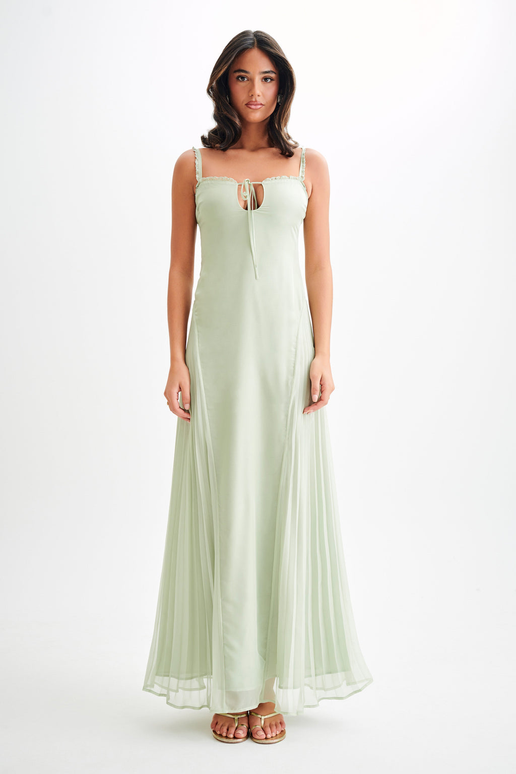 Levauro  Saira Şifon Maxi Elbise - Pastel Yeşil