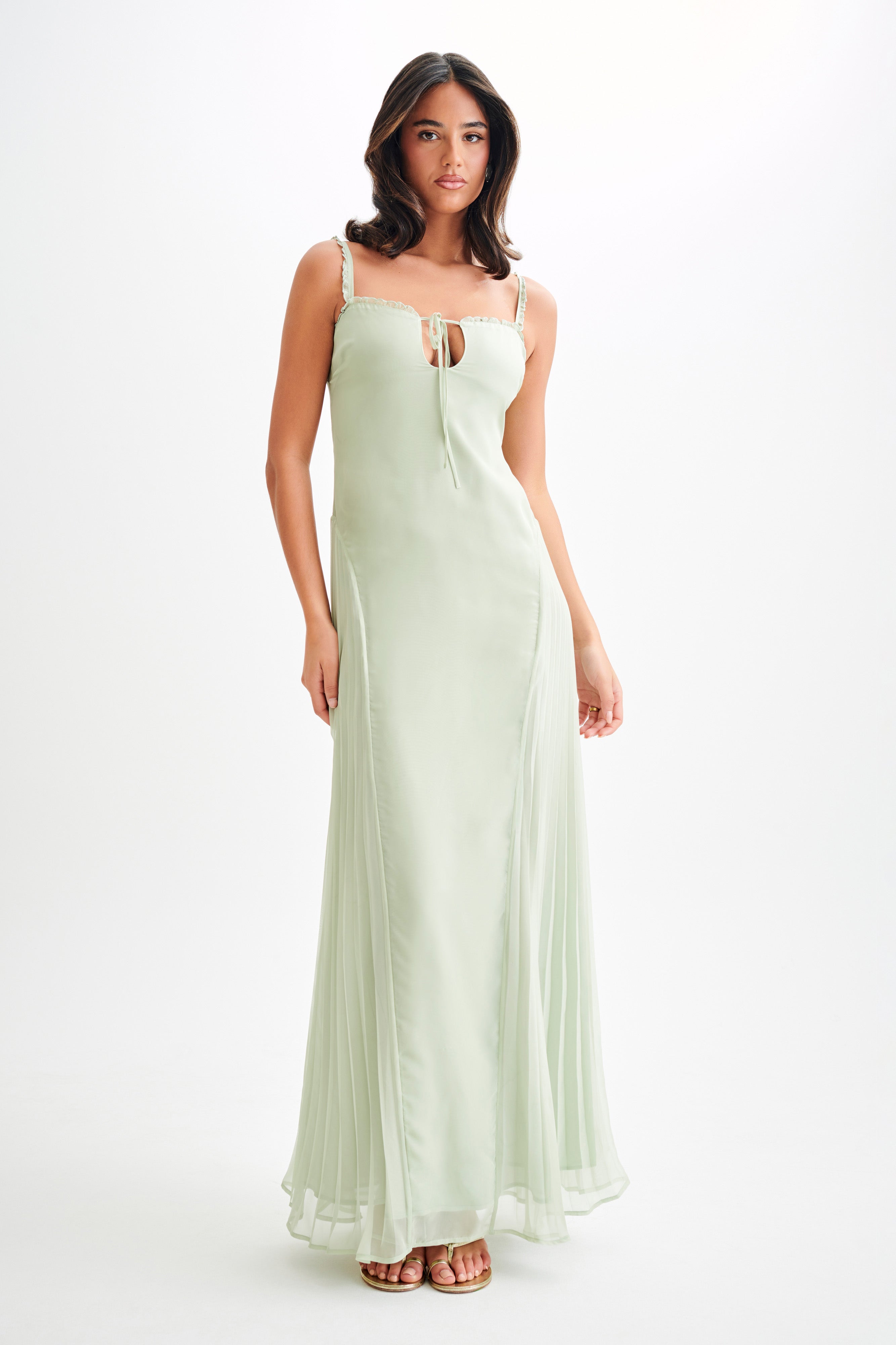 Levauro  Saira Şifon Maxi Elbise - Pastel Yeşil