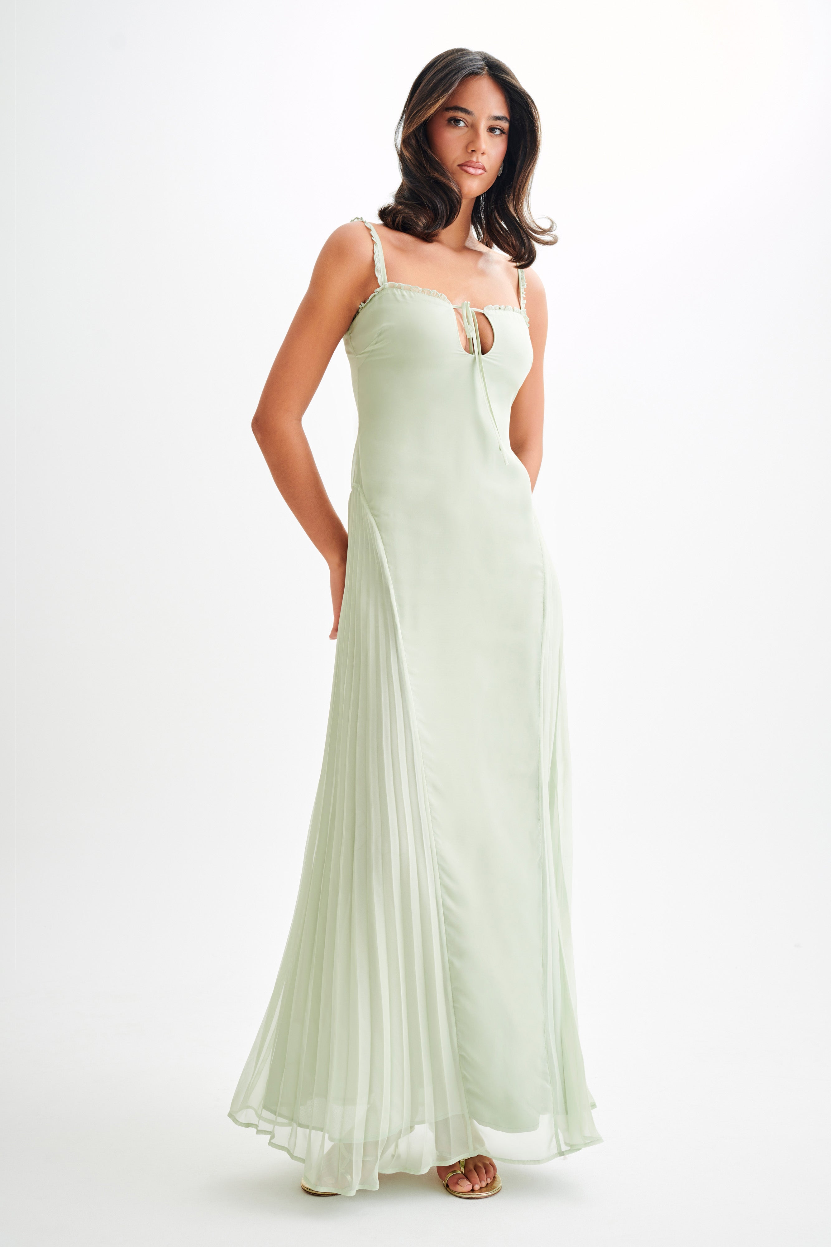Levauro  Saira Şifon Maxi Elbise - Pastel Yeşil