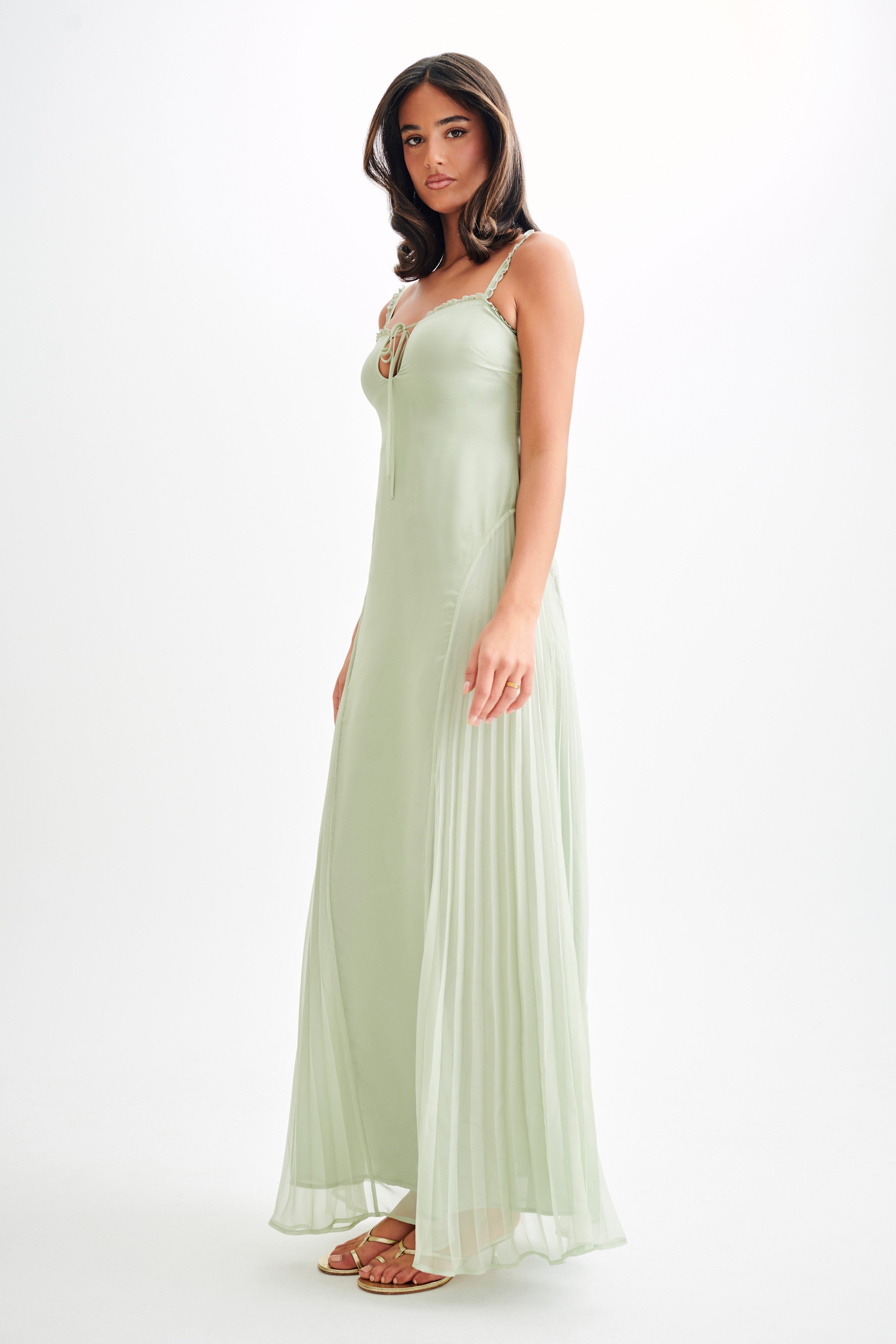 Levauro  Saira Şifon Maxi Elbise - Pastel Yeşil