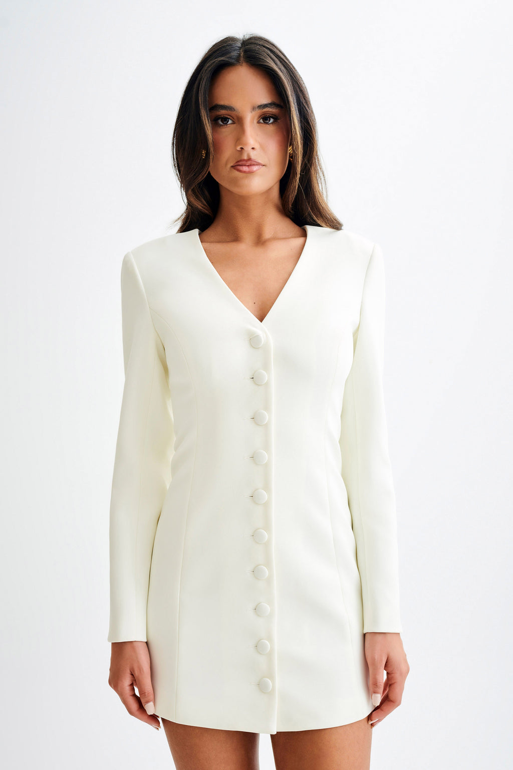 Levauro Hurley Uzun Kollu Blazer Mini Elbise - Fildişi