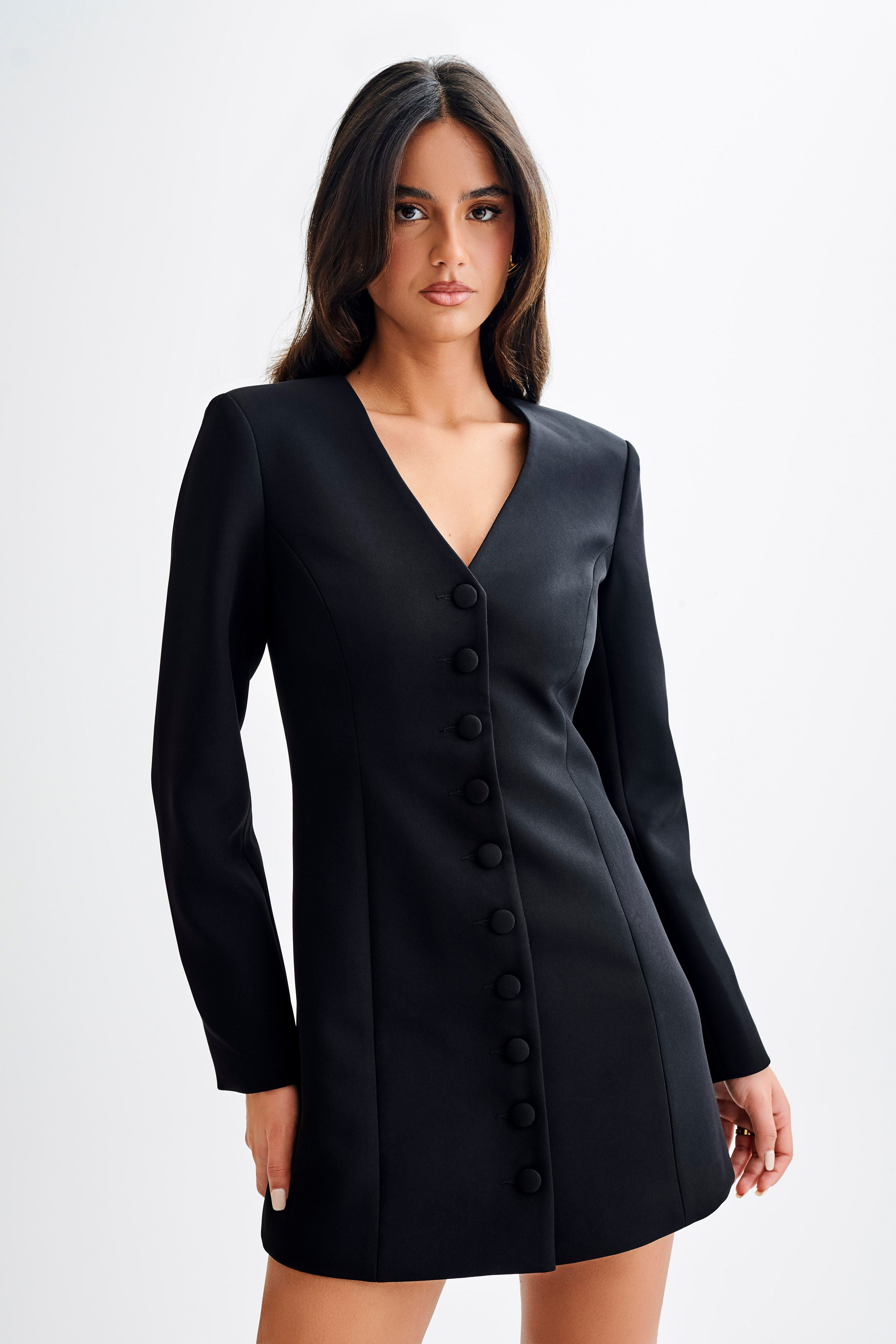 ROF Hurley Uzun Kollu Blazer Mini Elbise - Siyah