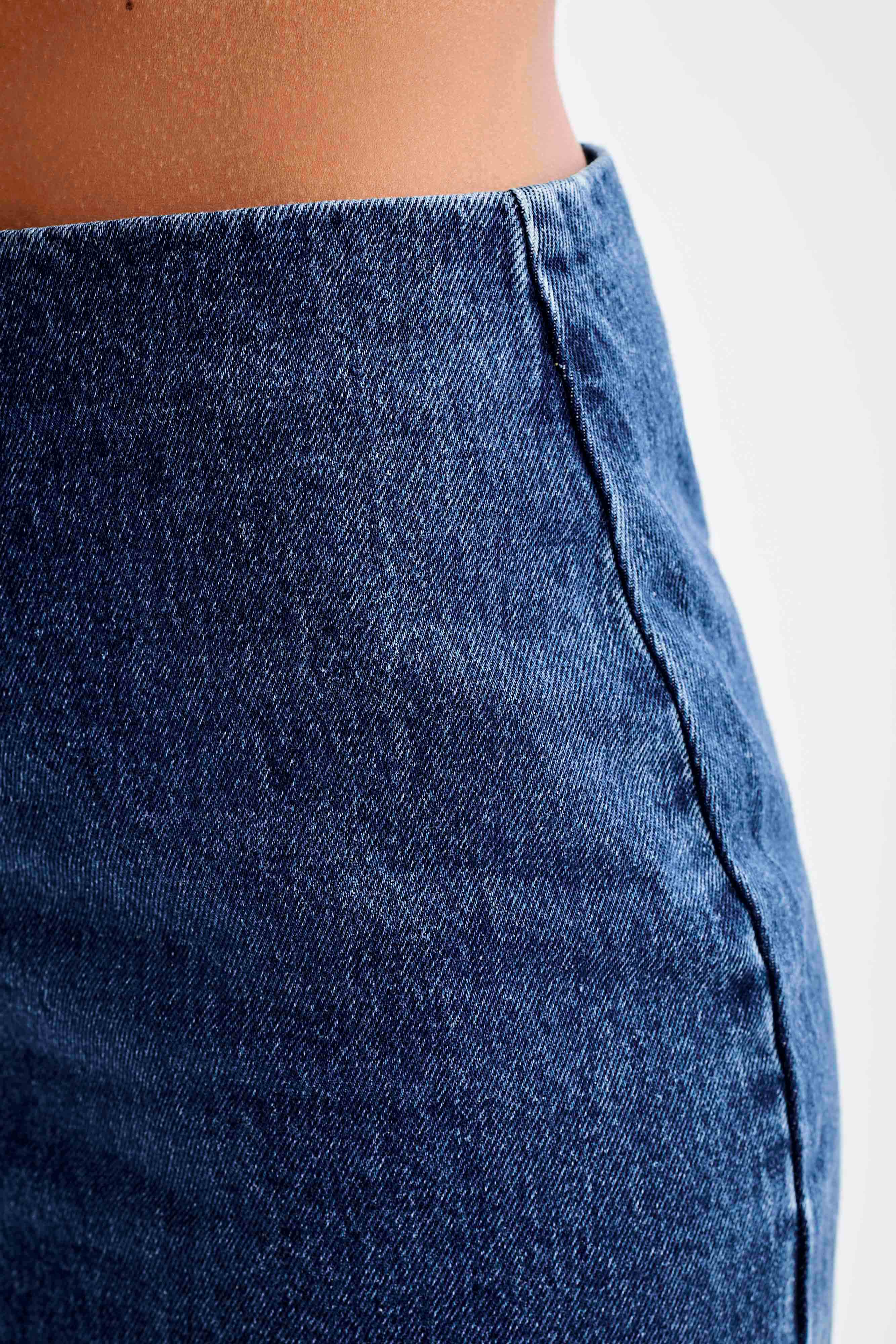 Levauro Ellie Denim Mini Etek - Koyu Mavi