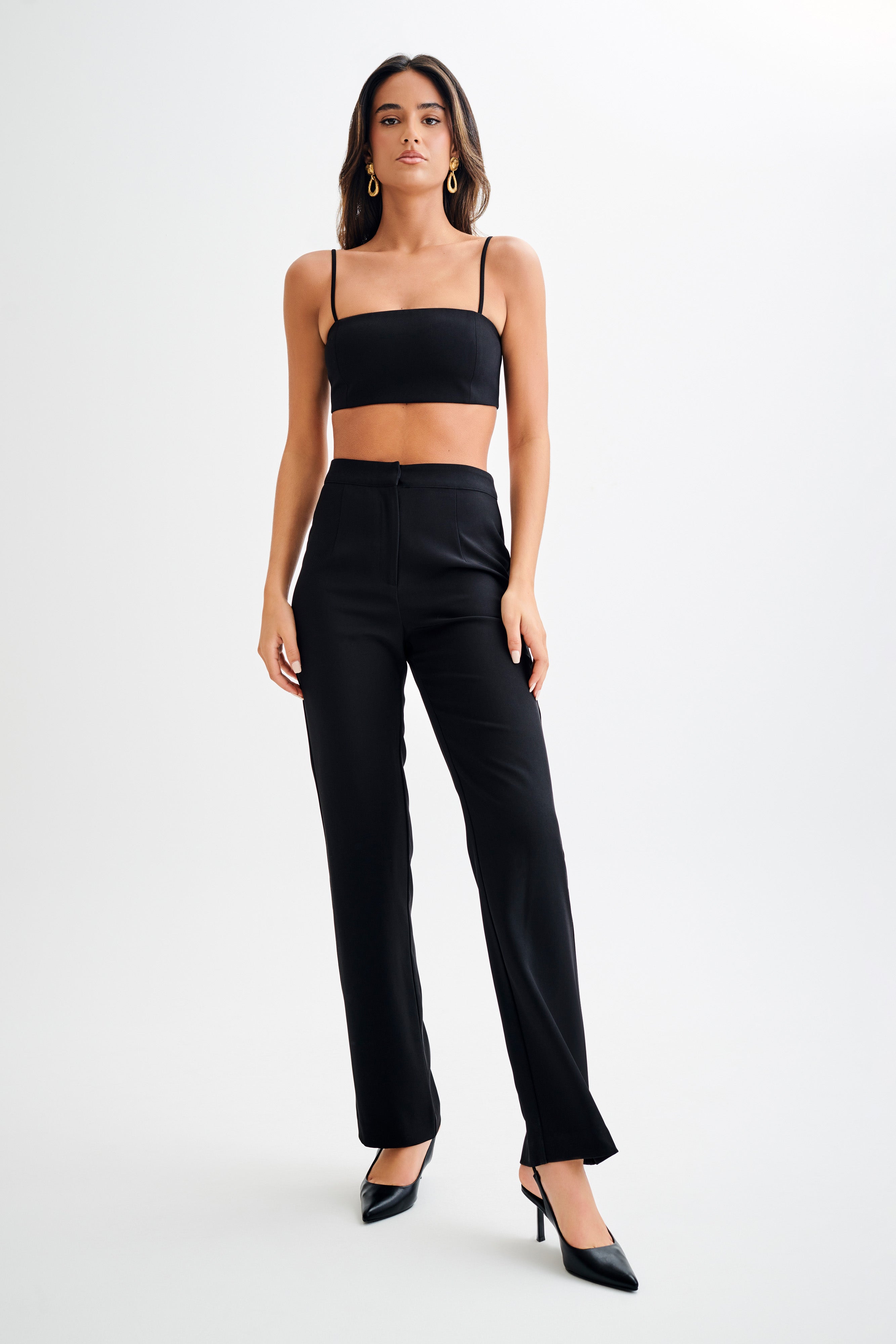 Levauro Perry Takım Elbise Crop Top - Siyah
