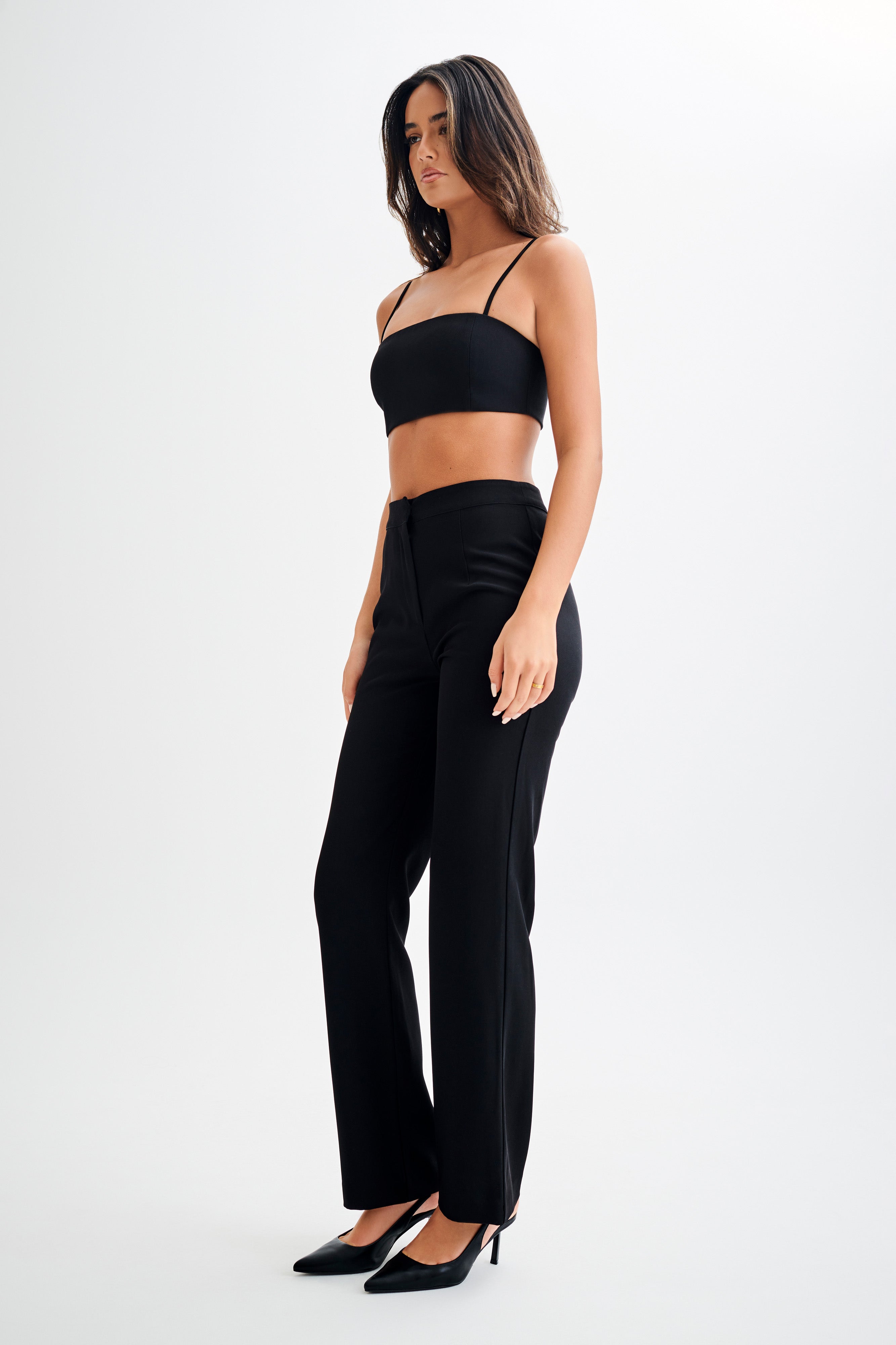 Levauro Perry Takım Elbise Crop Top - Siyah