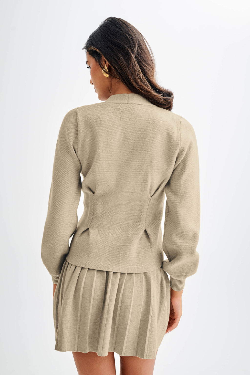 Levauro Beverly Knit Pileli Mini Etek - Meşe