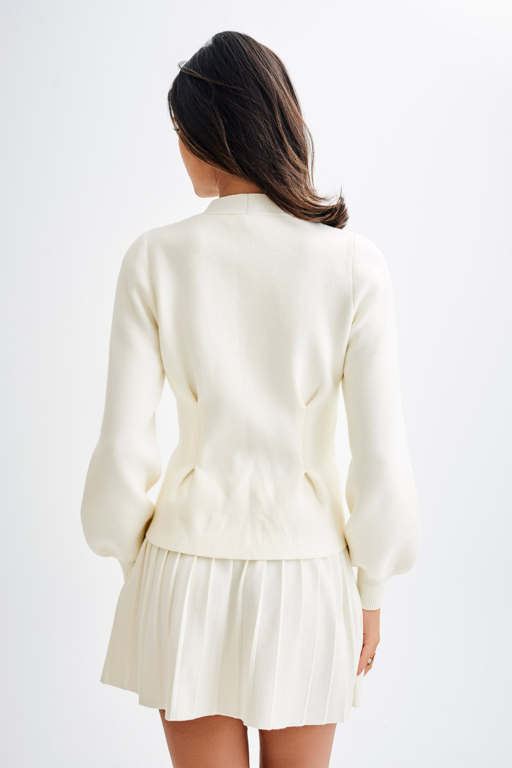 Levauro Beverly Knit Pileli Mini Etek - Fildişi