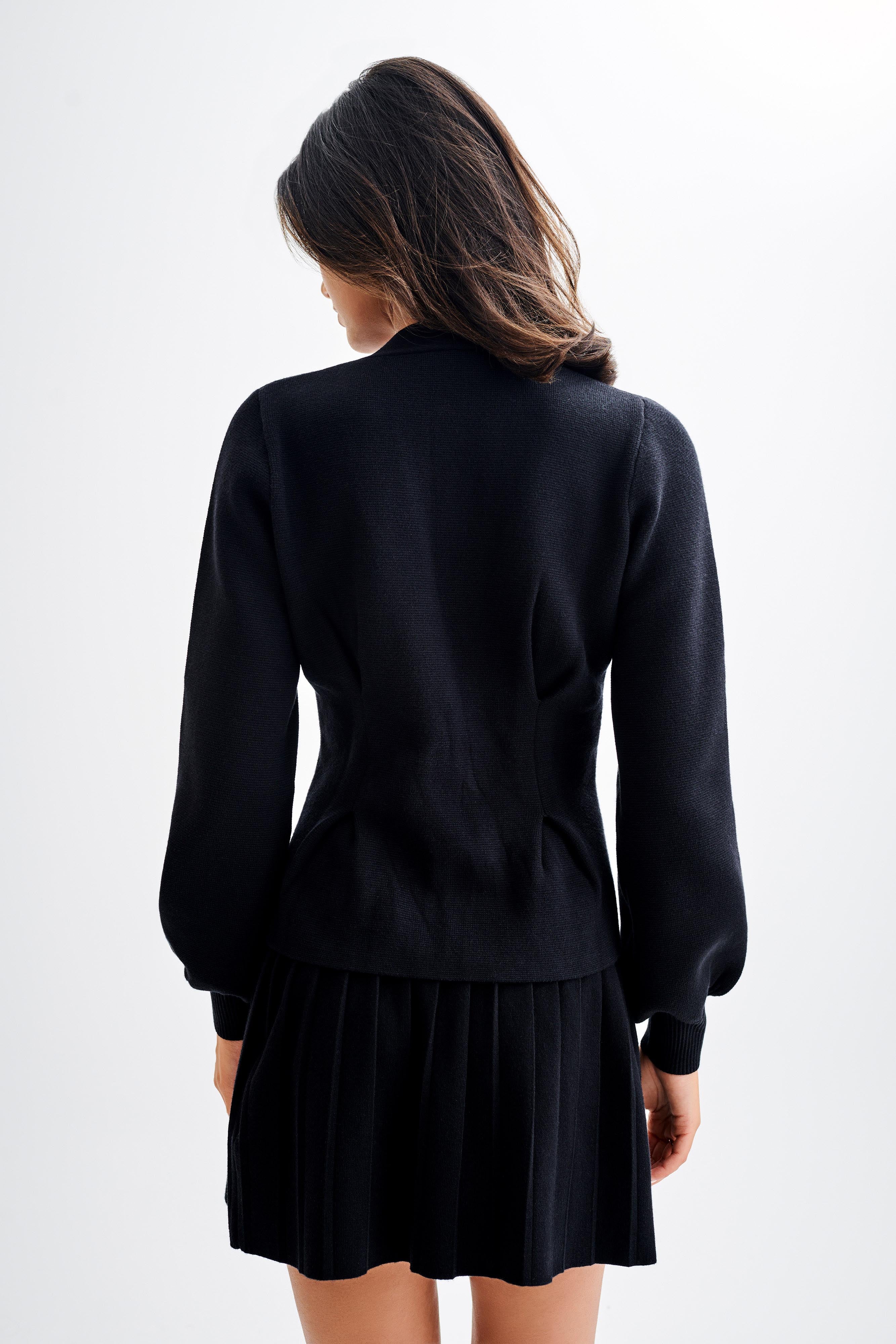 Levauro Beverly Knit Piliseli Mini Etek - Siyah
