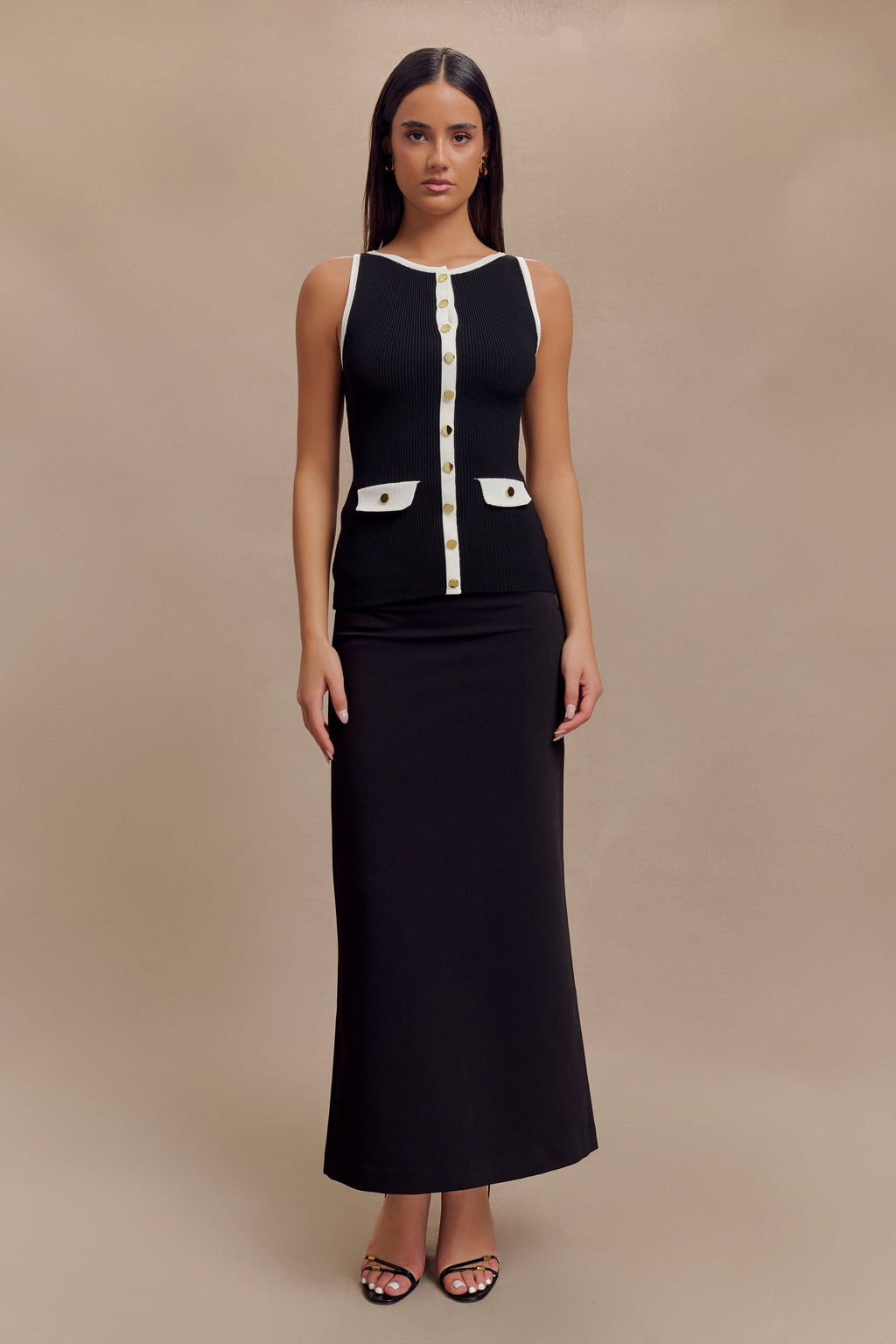 Levauro Sawyer Longline Üst - Siyah/Beyaz