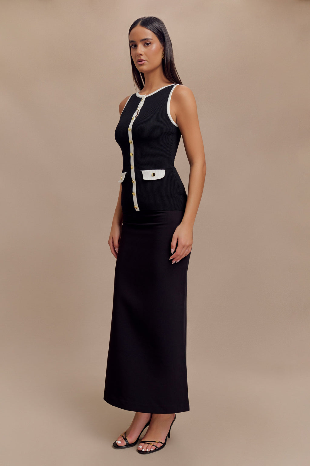 Levauro Sawyer Longline Üst - Siyah/Beyaz