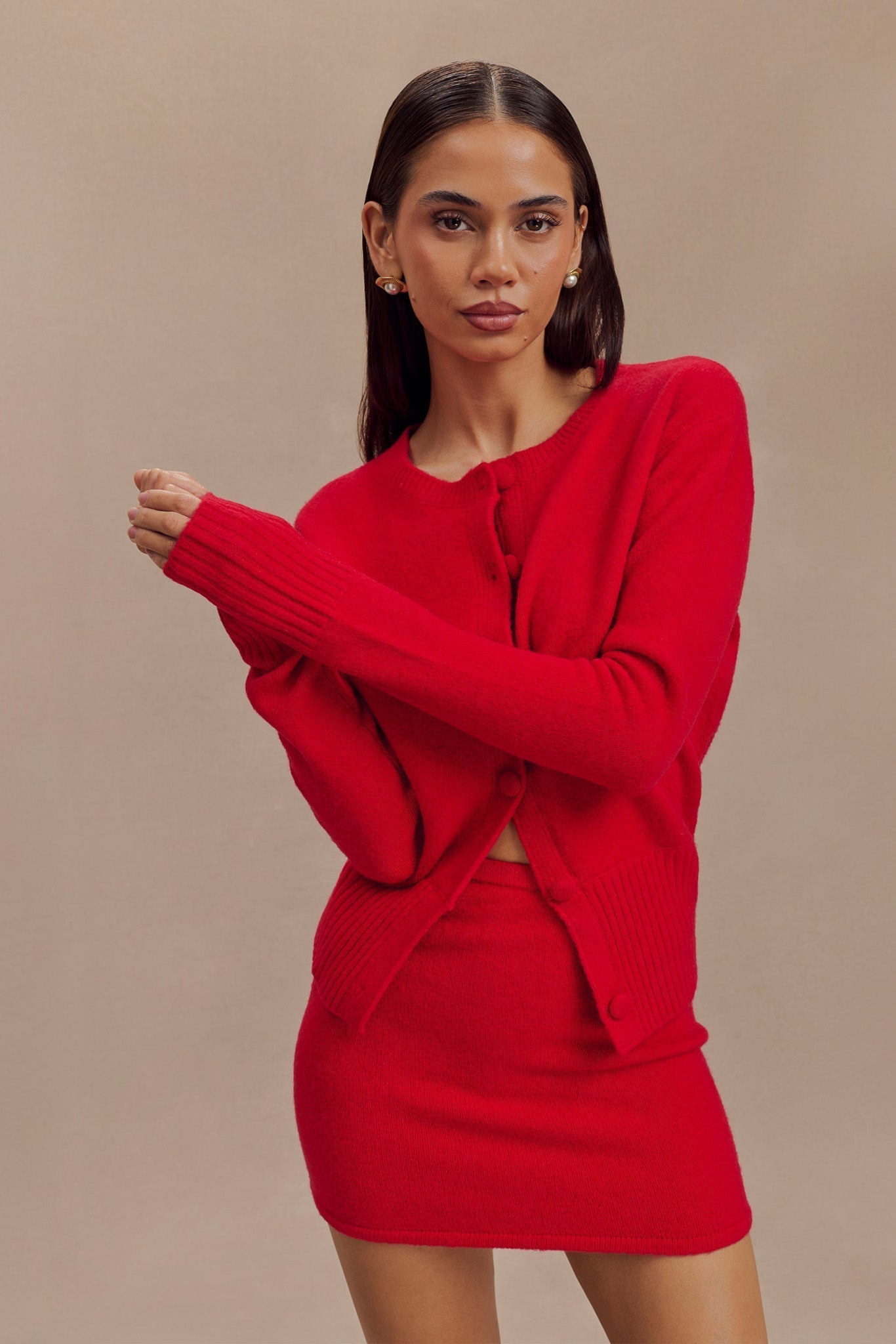Levaru  Genevieve Oversize Triko Hırka - Yakut