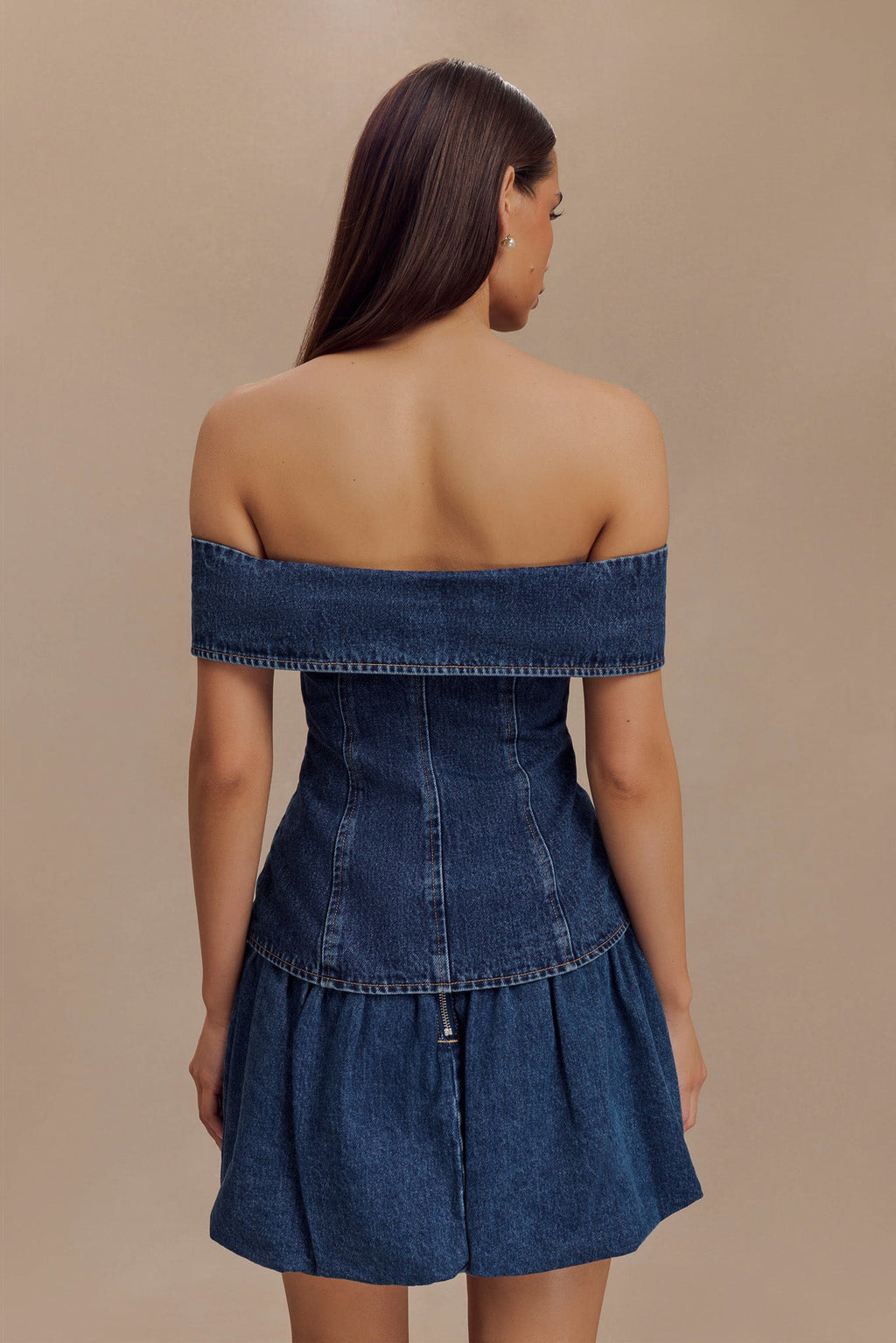 Levauro Genia Baloncuklu Denim Mini Etek - Lacivert