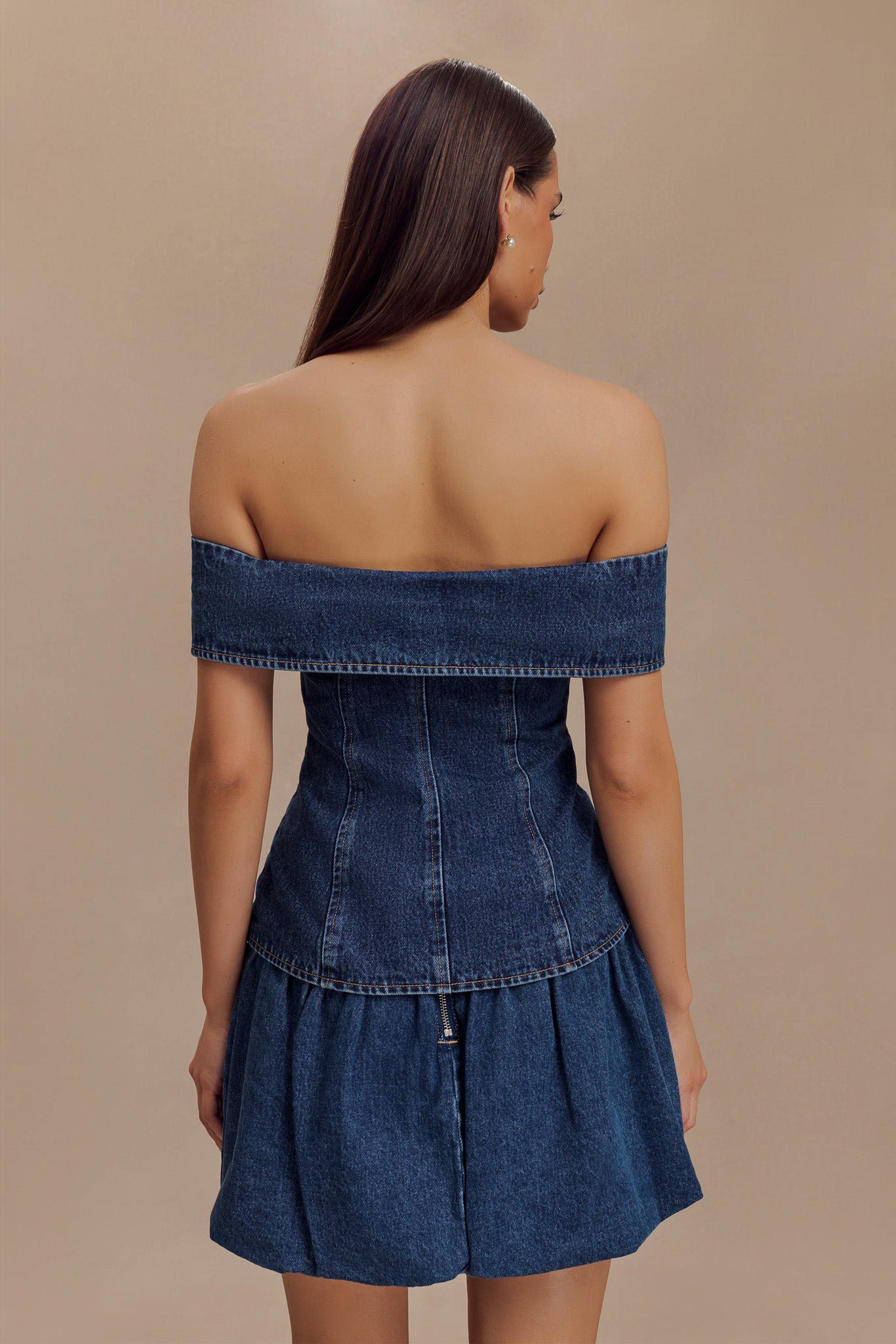 Levauro Genia Baloncuklu Denim Mini Etek - Lacivert