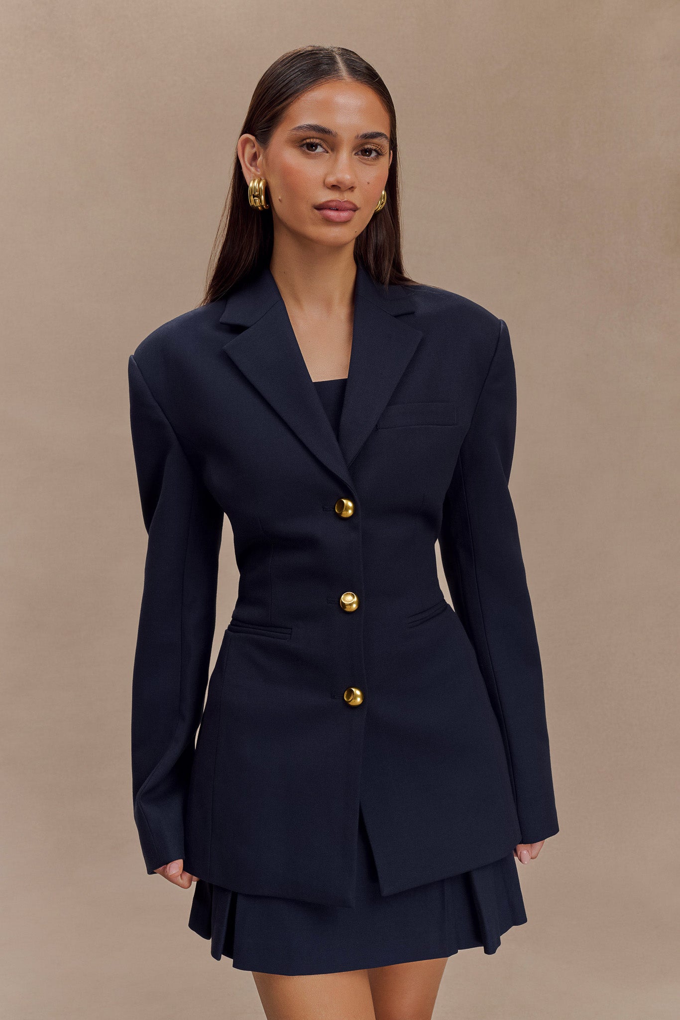 Levaru Bellamy Cinched Blazer - Koyu Lacivert