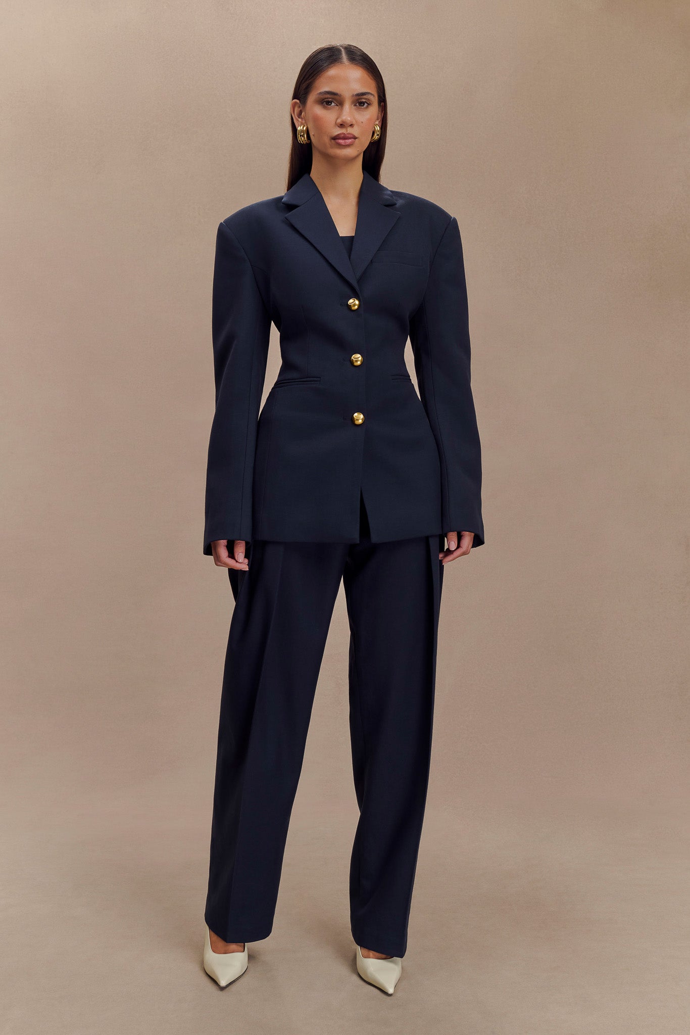 Levaru Bellamy Cinched Blazer - Koyu Lacivert