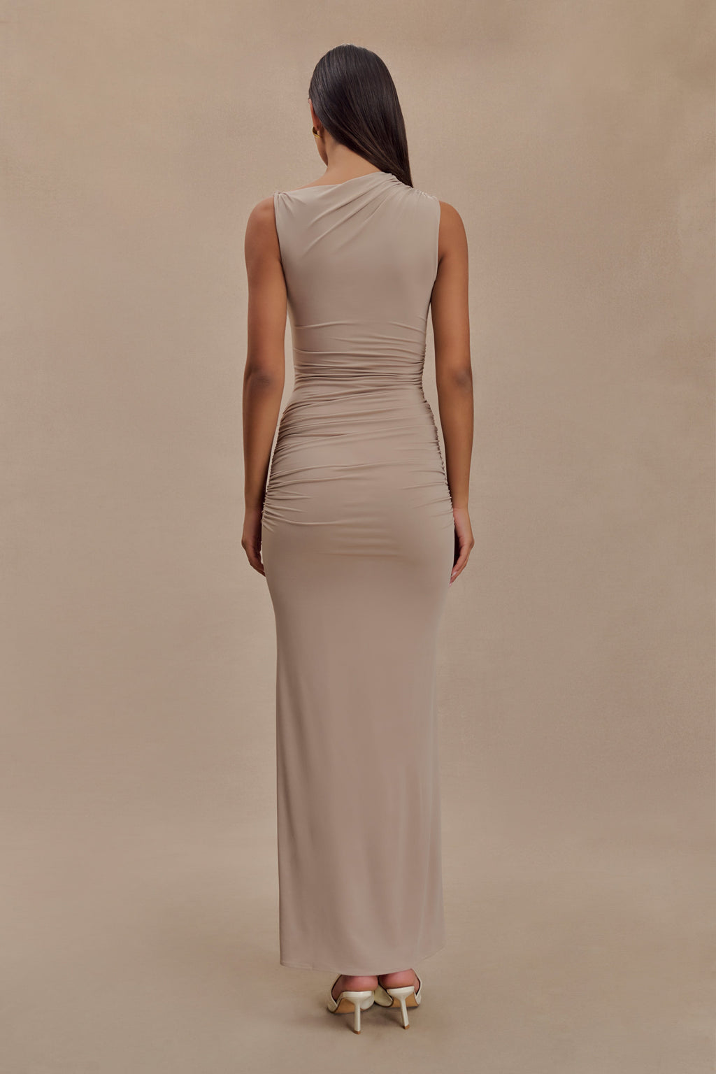 Levauro Kaia Slinky Cut Out Maxi Elbise - Taupe